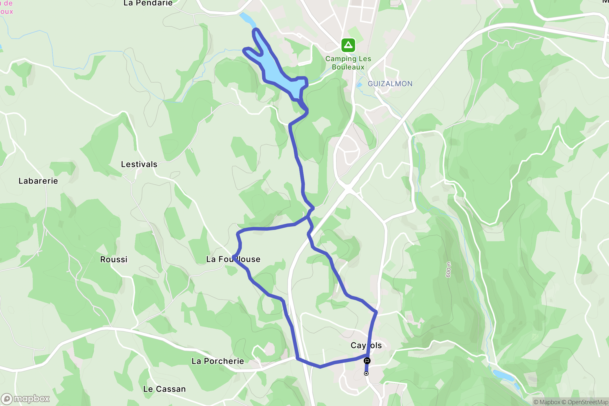 Cayrols : carte du parcours de randonnée - France
