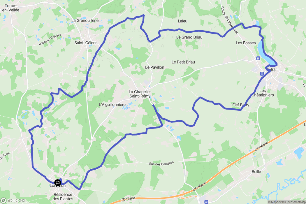 Lombron : carte du parcours de randonnée - France