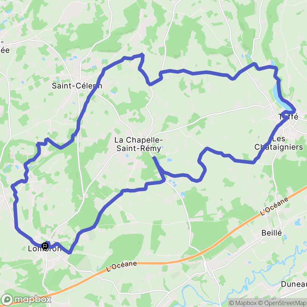 Lombron : carte du parcours de randonnée - France