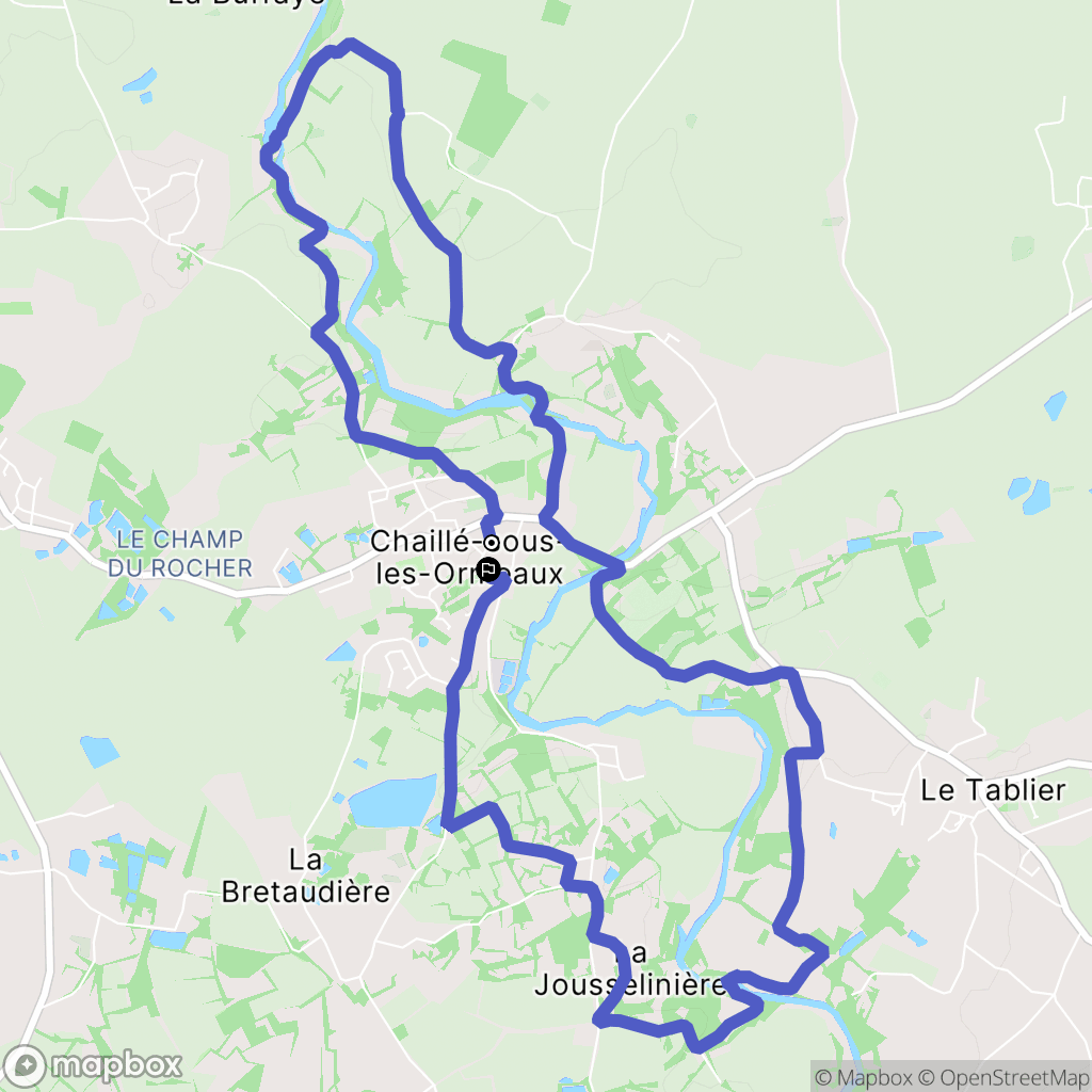 Rives-de-l'Yon : carte du parcours de randonnée - France