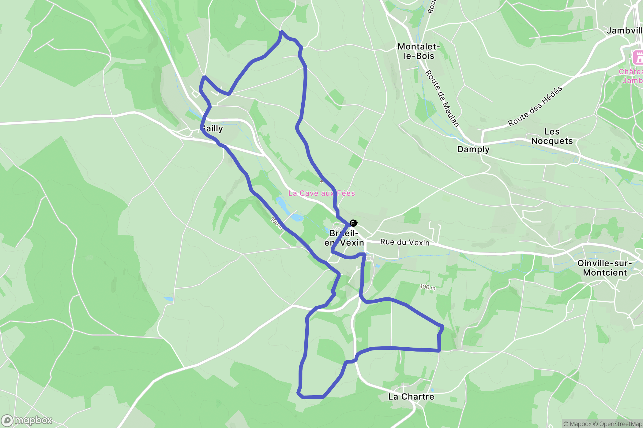 Brueil-en-Vexin : carte du parcours de randonnée - France