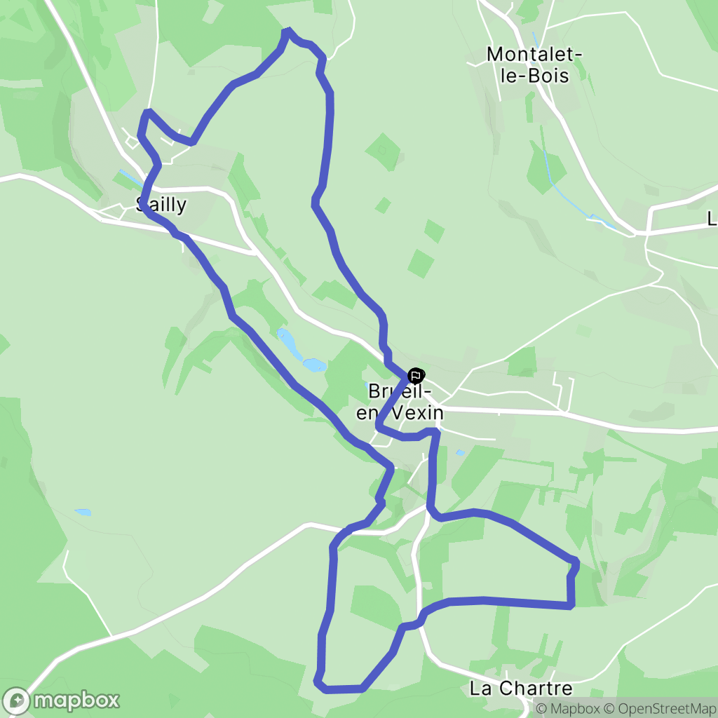 Brueil-en-Vexin : carte du parcours de randonnée - France