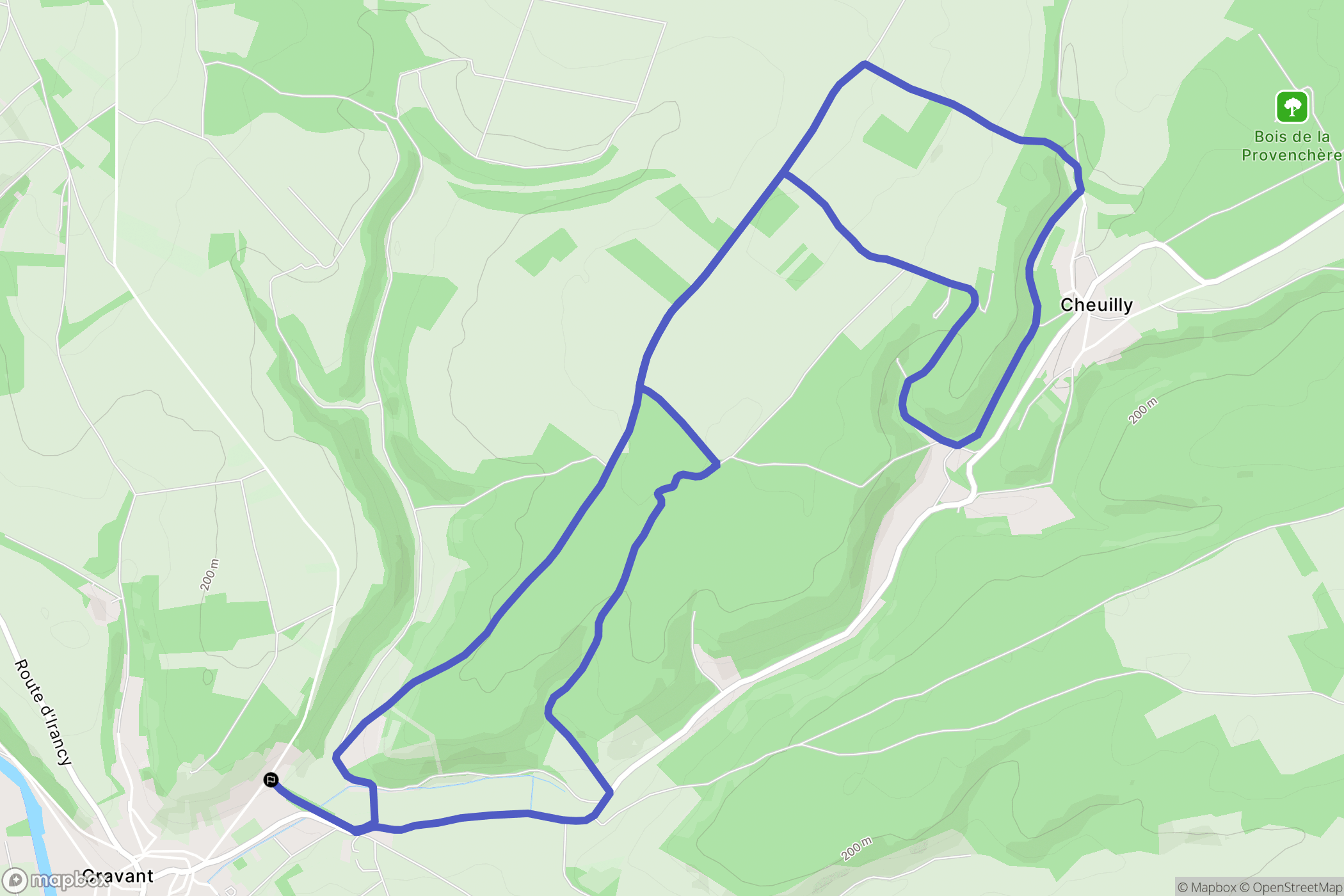 Deux Rivières : carte du parcours de randonnée - France