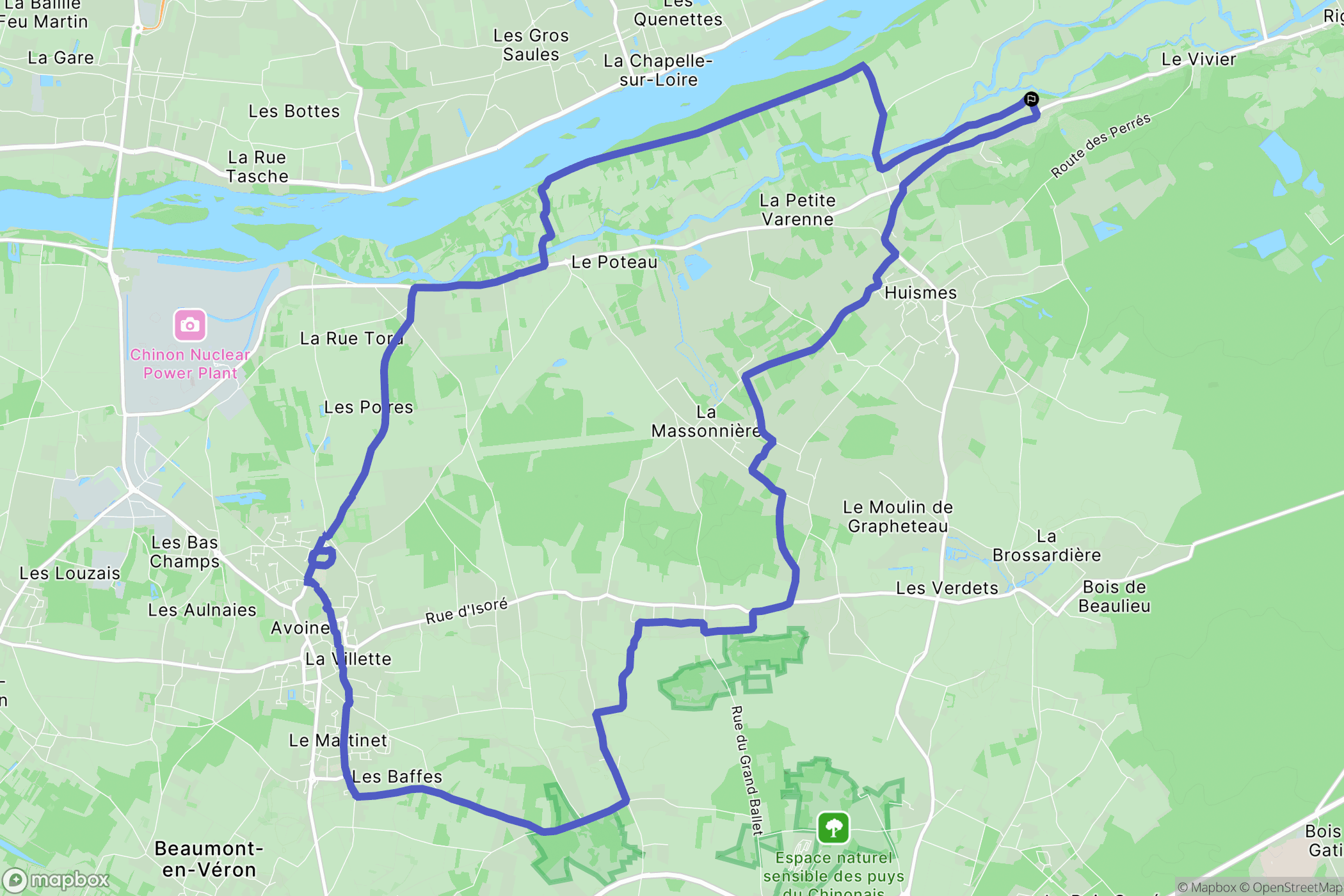 Huismes : carte du parcours de randonnée - France