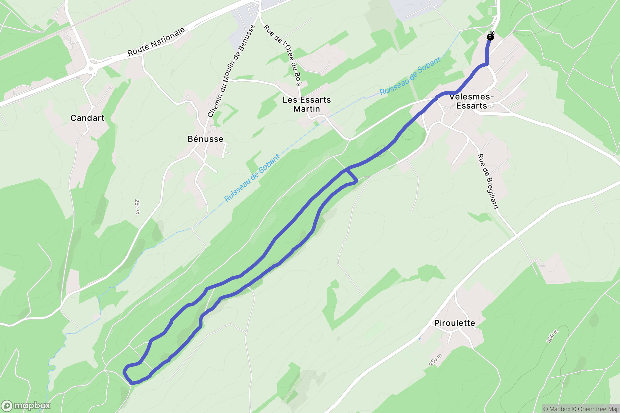Velesmes-Essarts : carte du parcours de randonnée - France