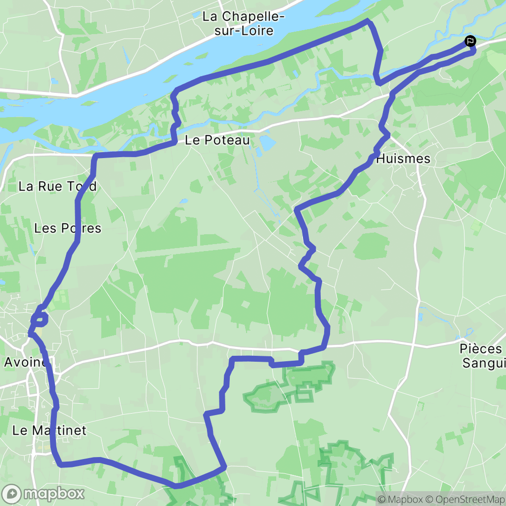Huismes : carte du parcours de randonnée - France