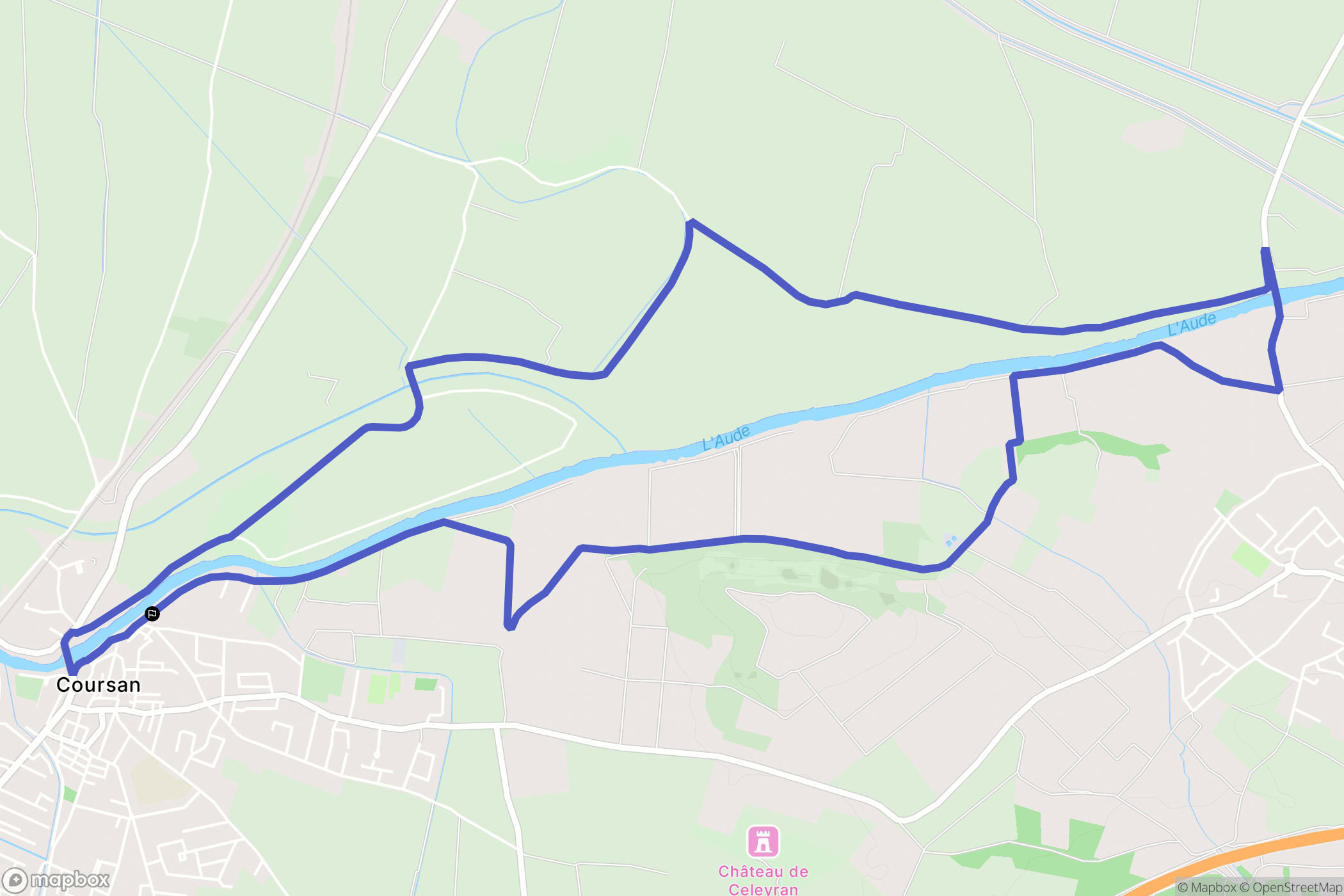 Coursan : carte du parcours de randonnée - France