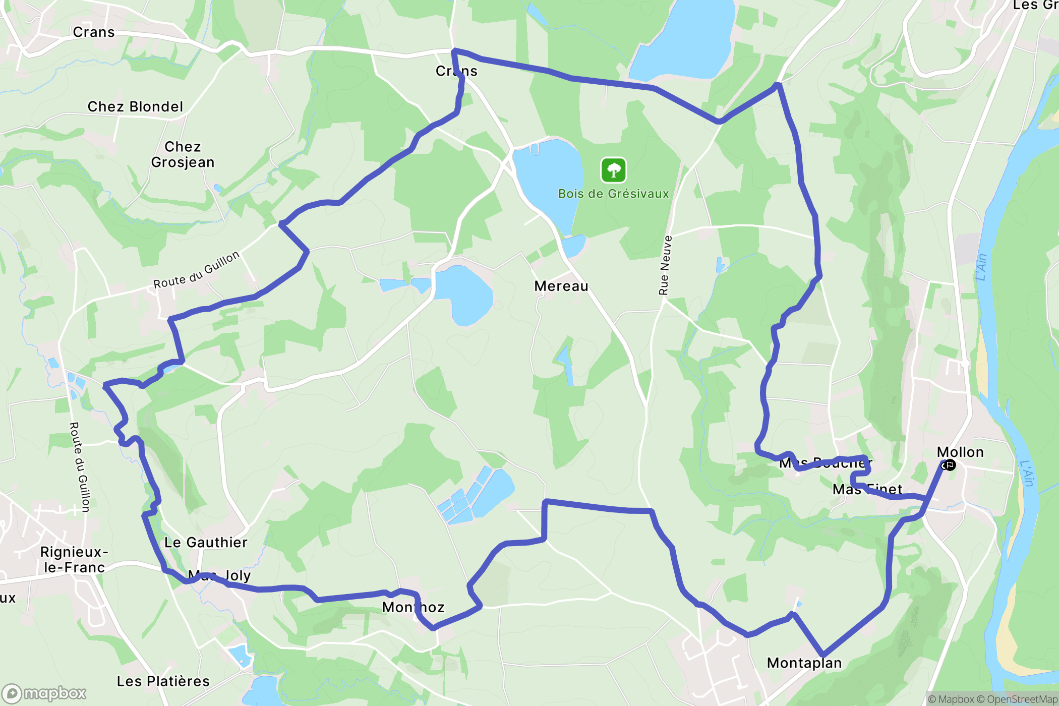 Villieu-Loyes-Mollon : carte du parcours de randonnée - France
