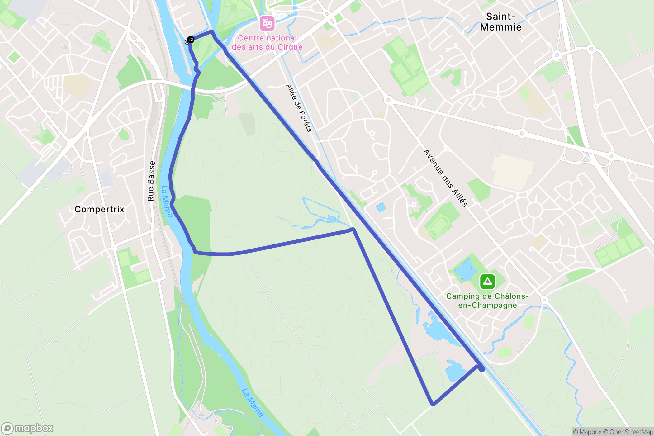 Châlons-en-Champagne : carte du parcours de randonnée - France