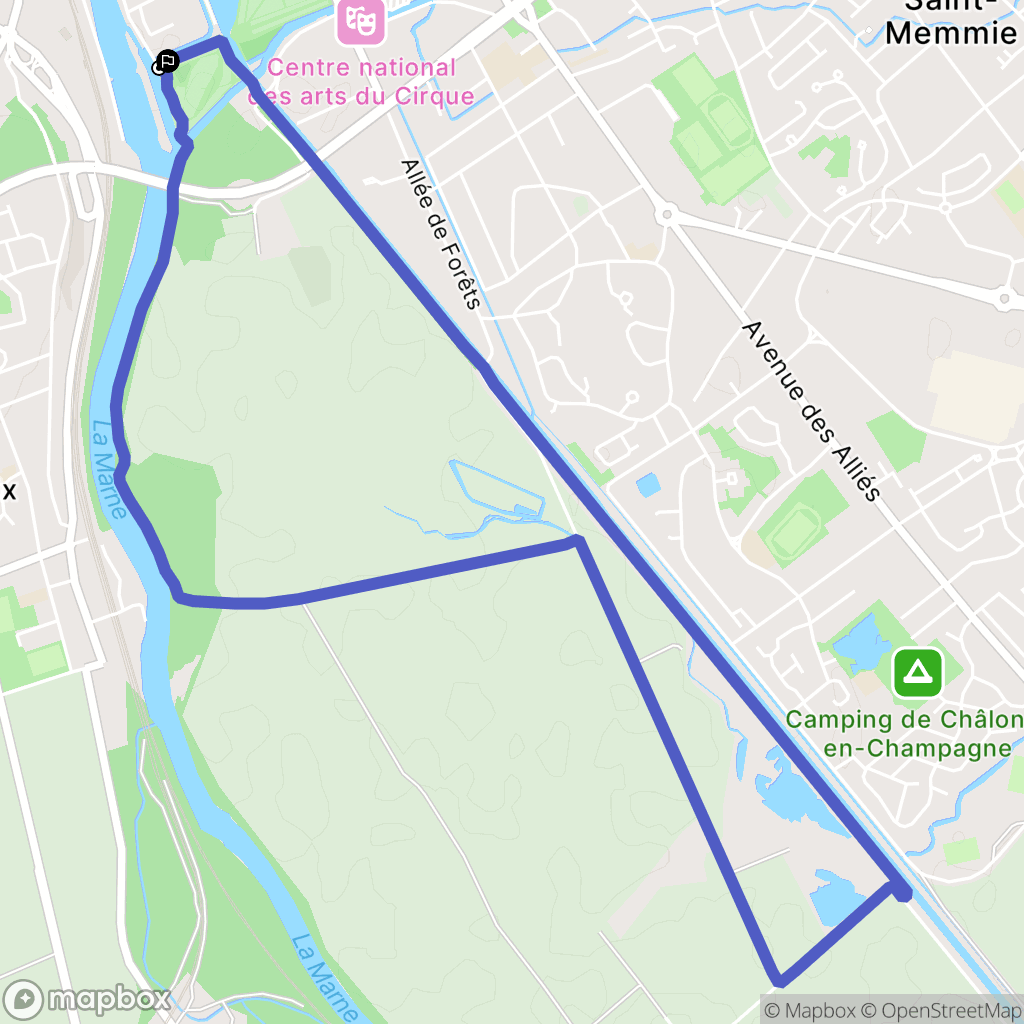 Châlons-en-Champagne : carte du parcours de randonnée - France