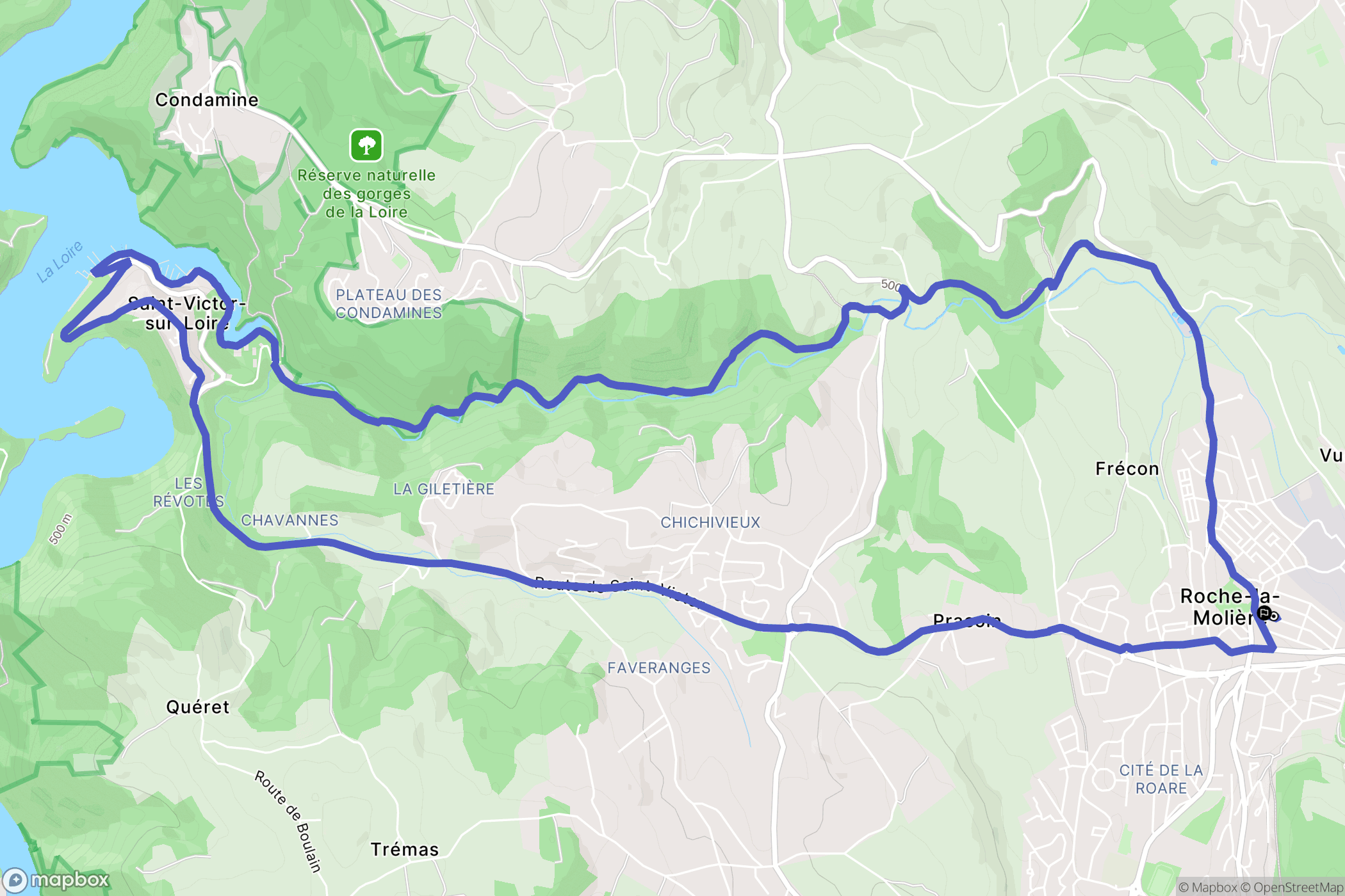 Roche-la-Molière : carte du parcours de randonnée - France