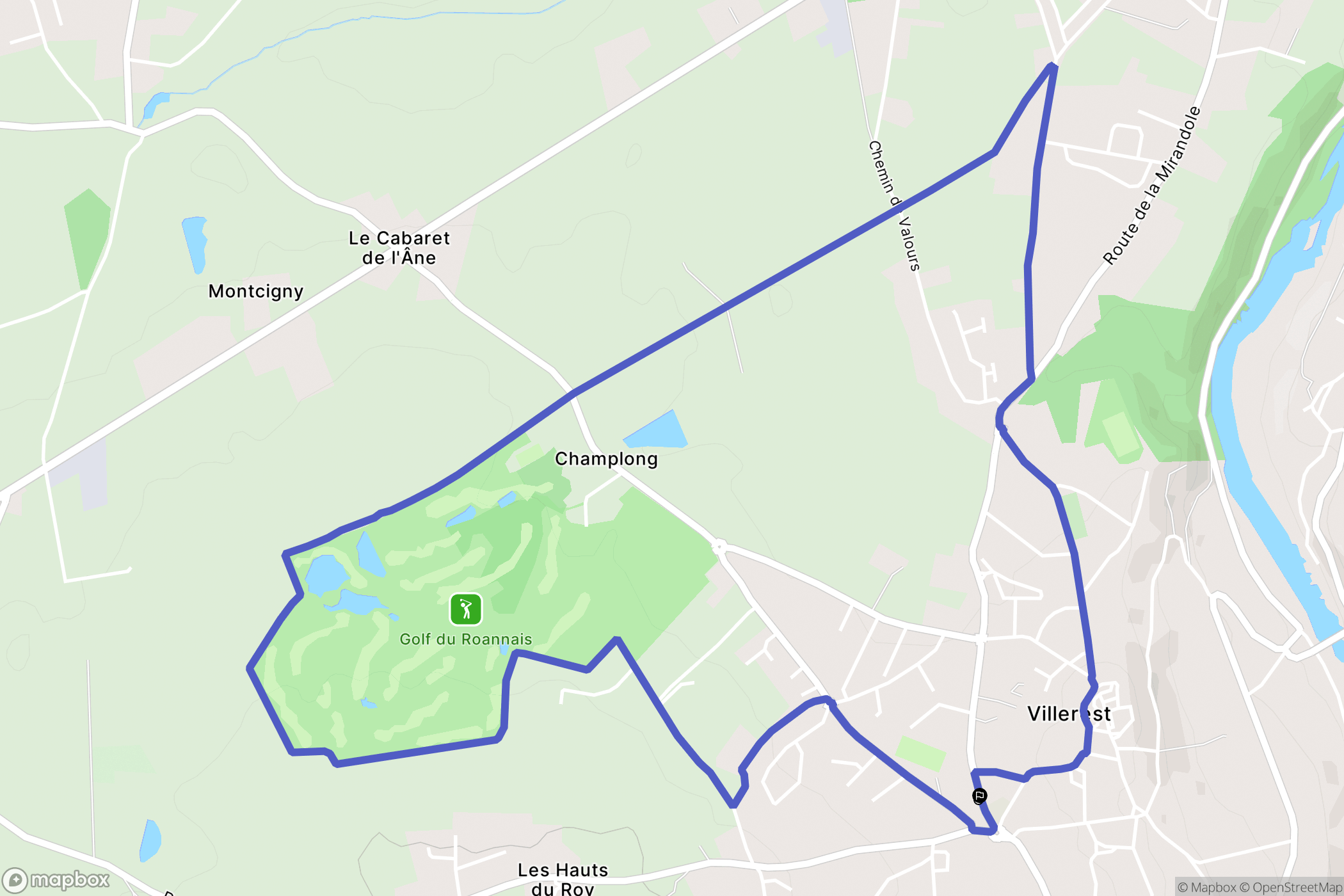 Villerest : carte du parcours de randonnée - France