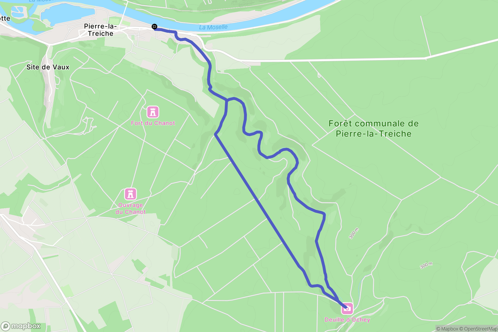 Pierre-la-Treiche : carte du parcours de randonnée - France