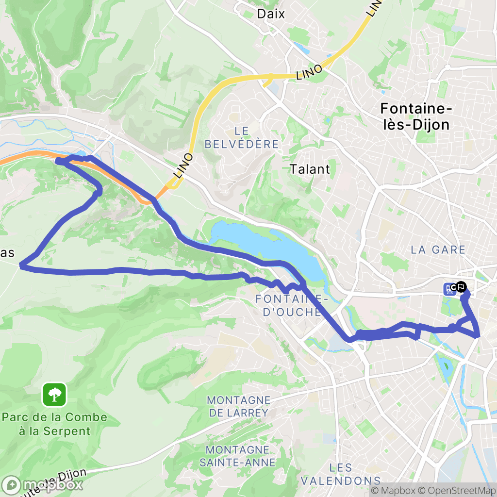 Dijon : carte du parcours de randonnée - France