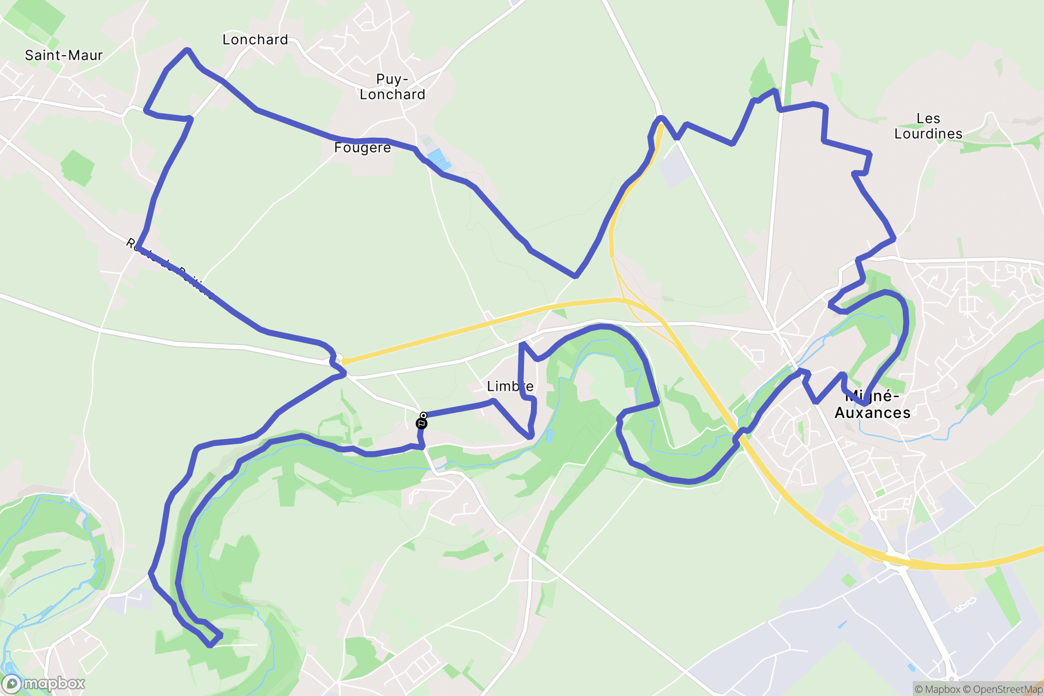 Migné-Auxances : carte du parcours de randonnée - France