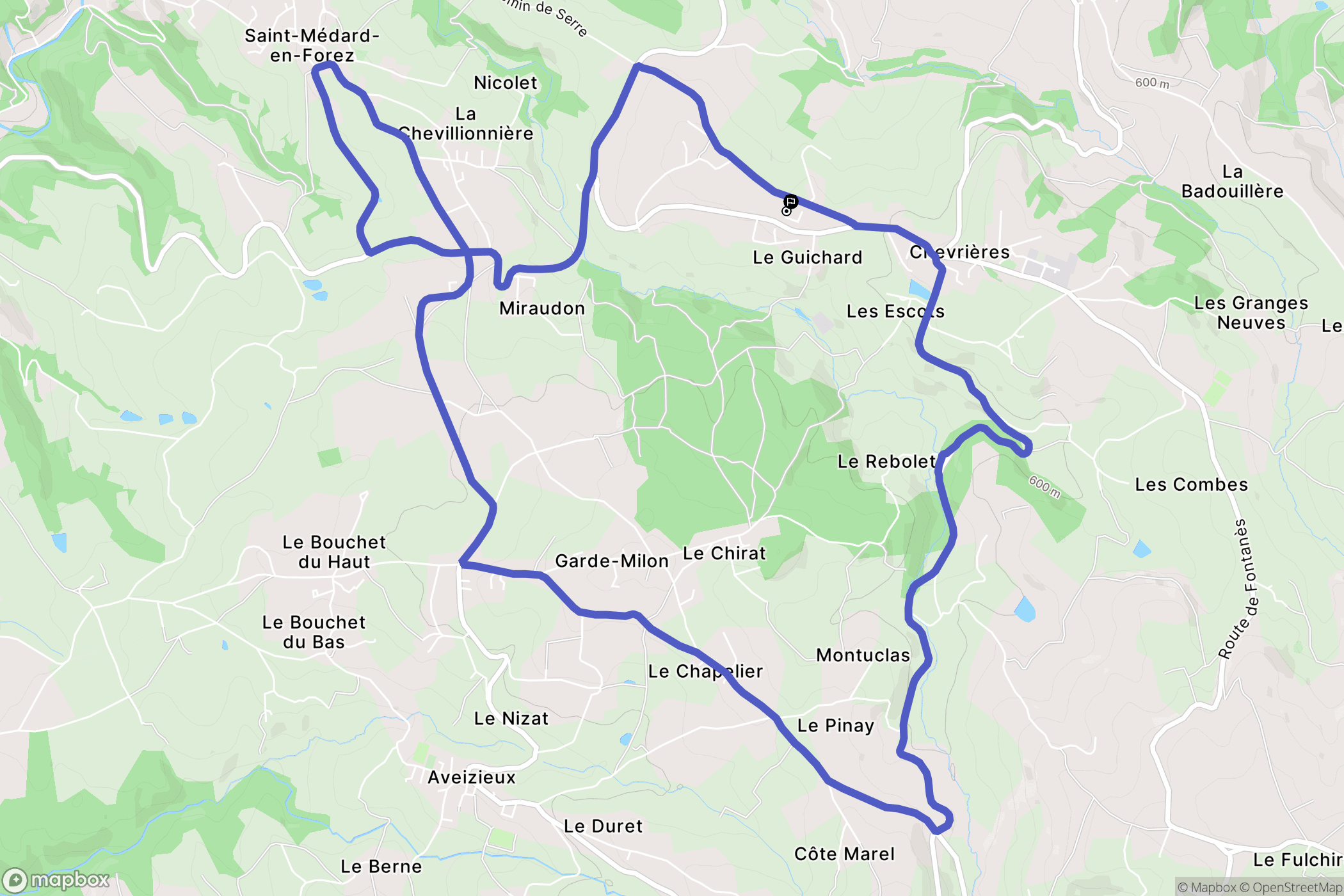 Chevrières : carte du parcours de randonnée - France