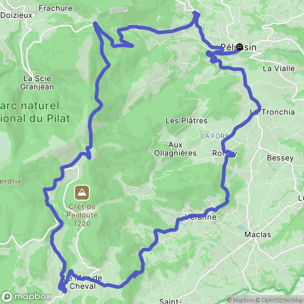 Pélussin : carte du parcours de randonnée - France