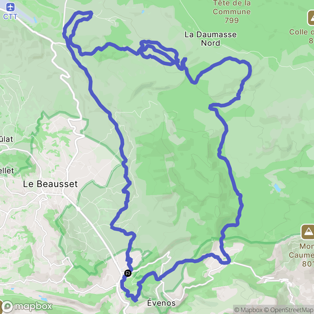 Évenos : carte du parcours de randonnée - France