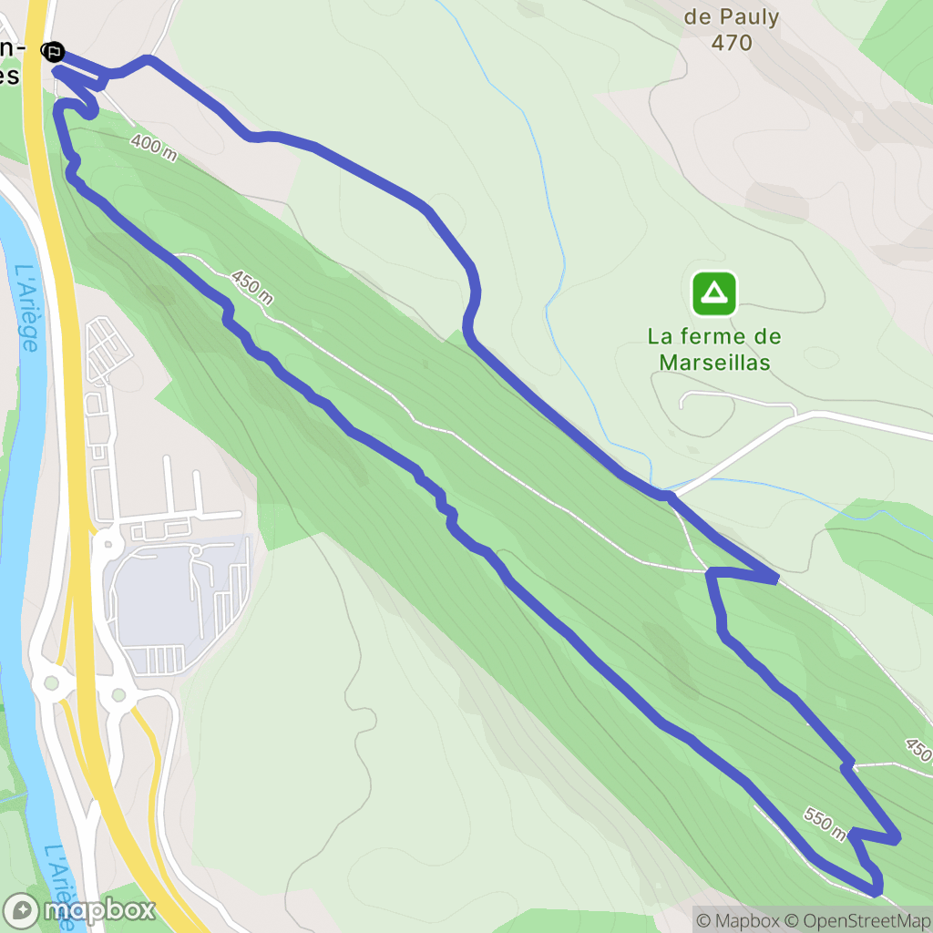 Saint-Jean-de-Verges : carte du parcours de randonnée - France