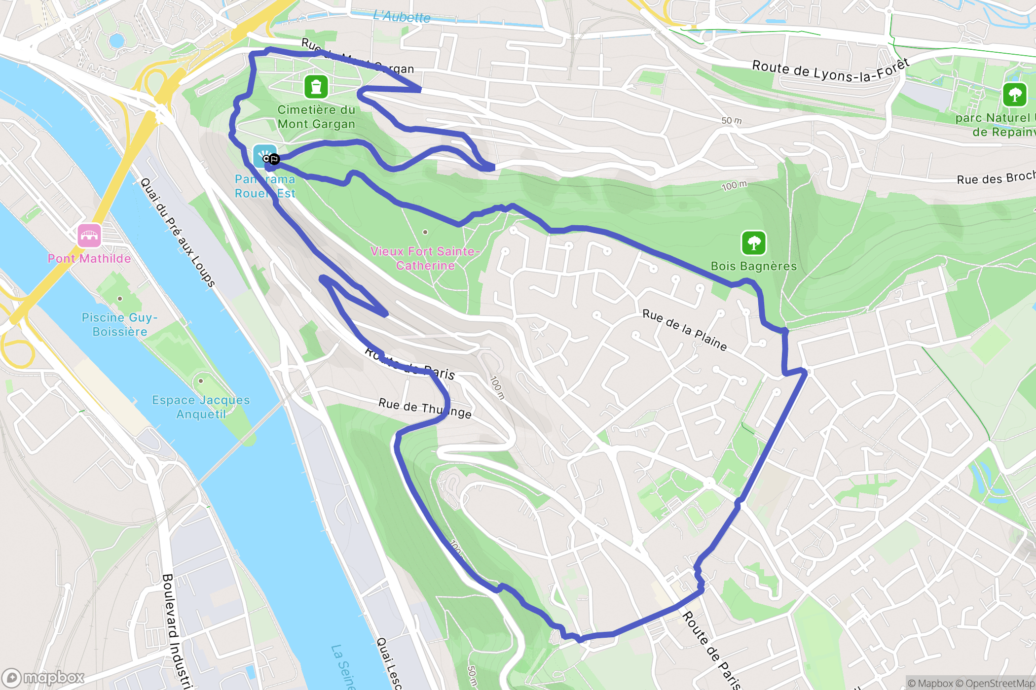 Bonsecours : carte du parcours de randonnée - France