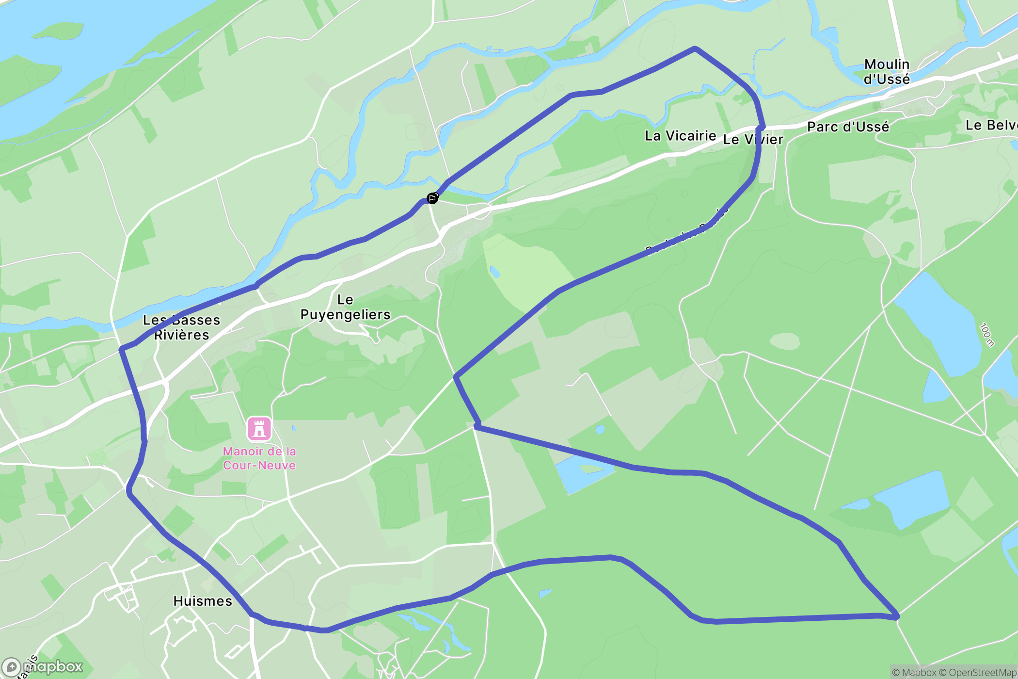 Huismes : carte du parcours de randonnée - France