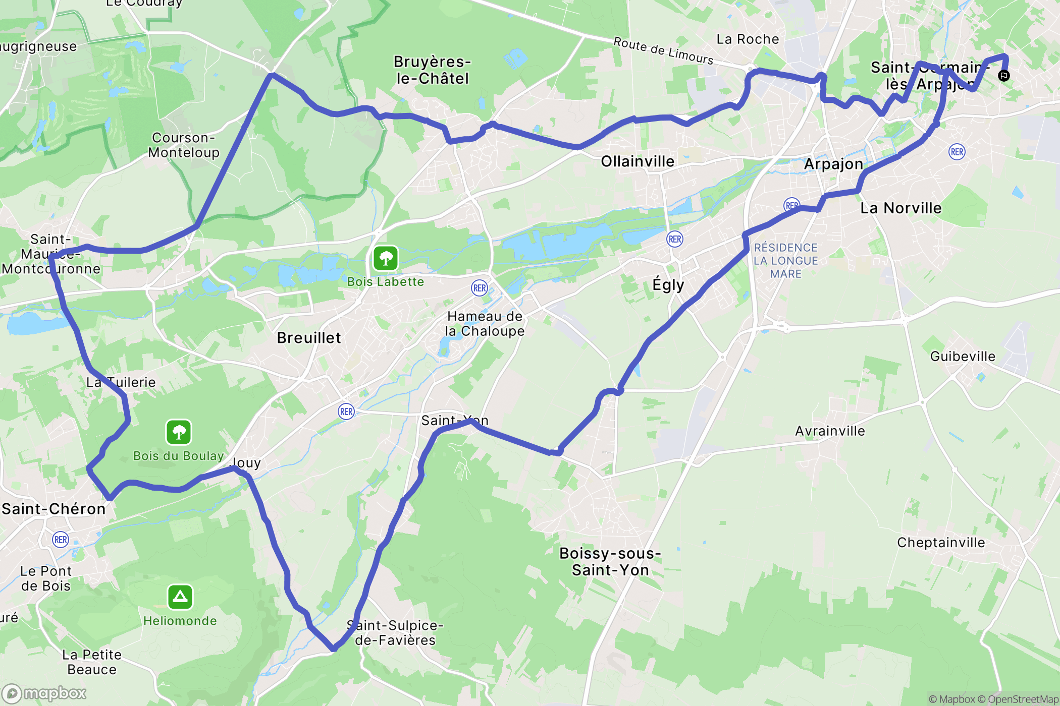 Saint-Germain-lès-Arpajon : carte du parcours de randonnée - France