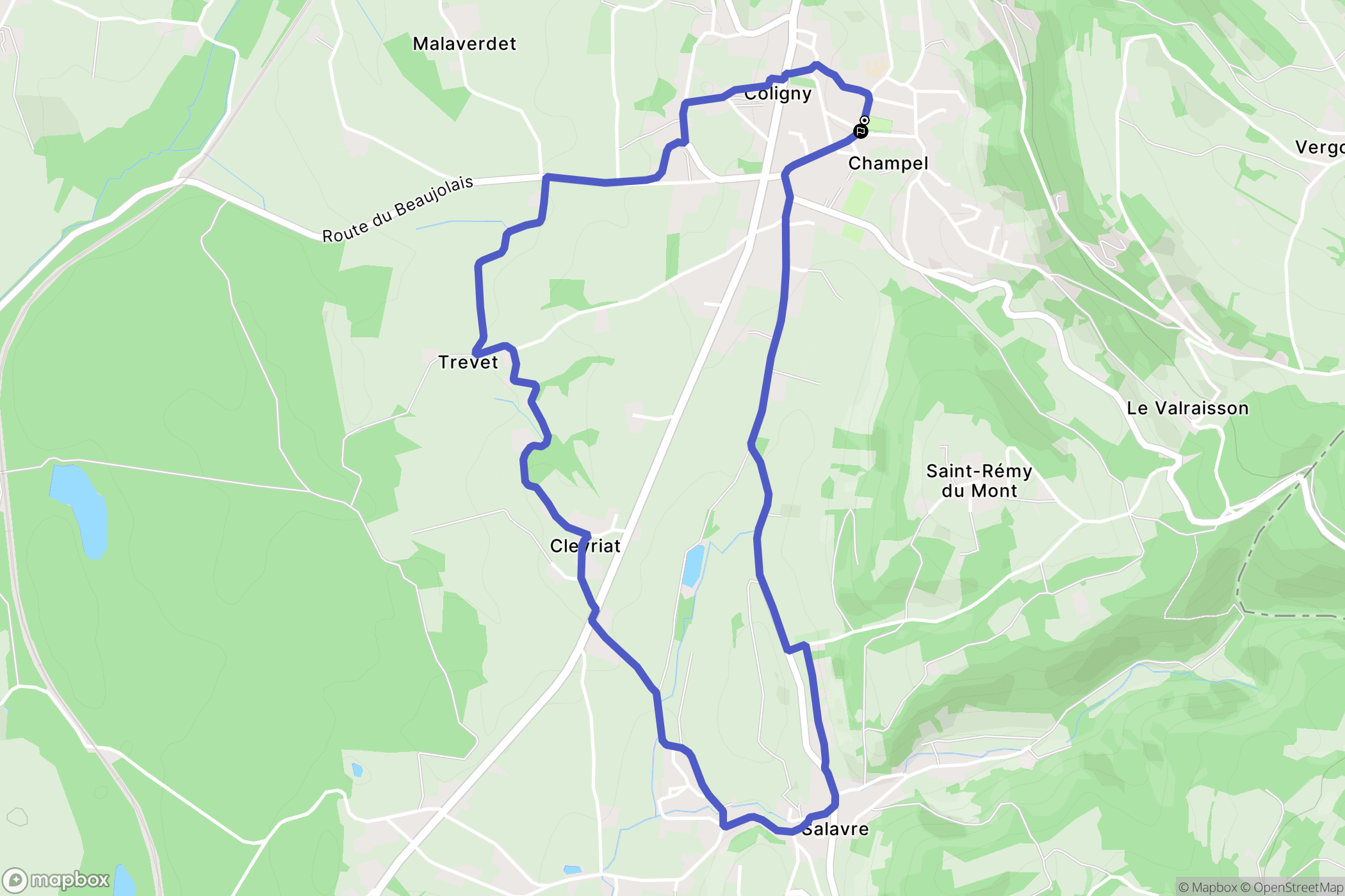 Coligny : carte du parcours de randonnée - France