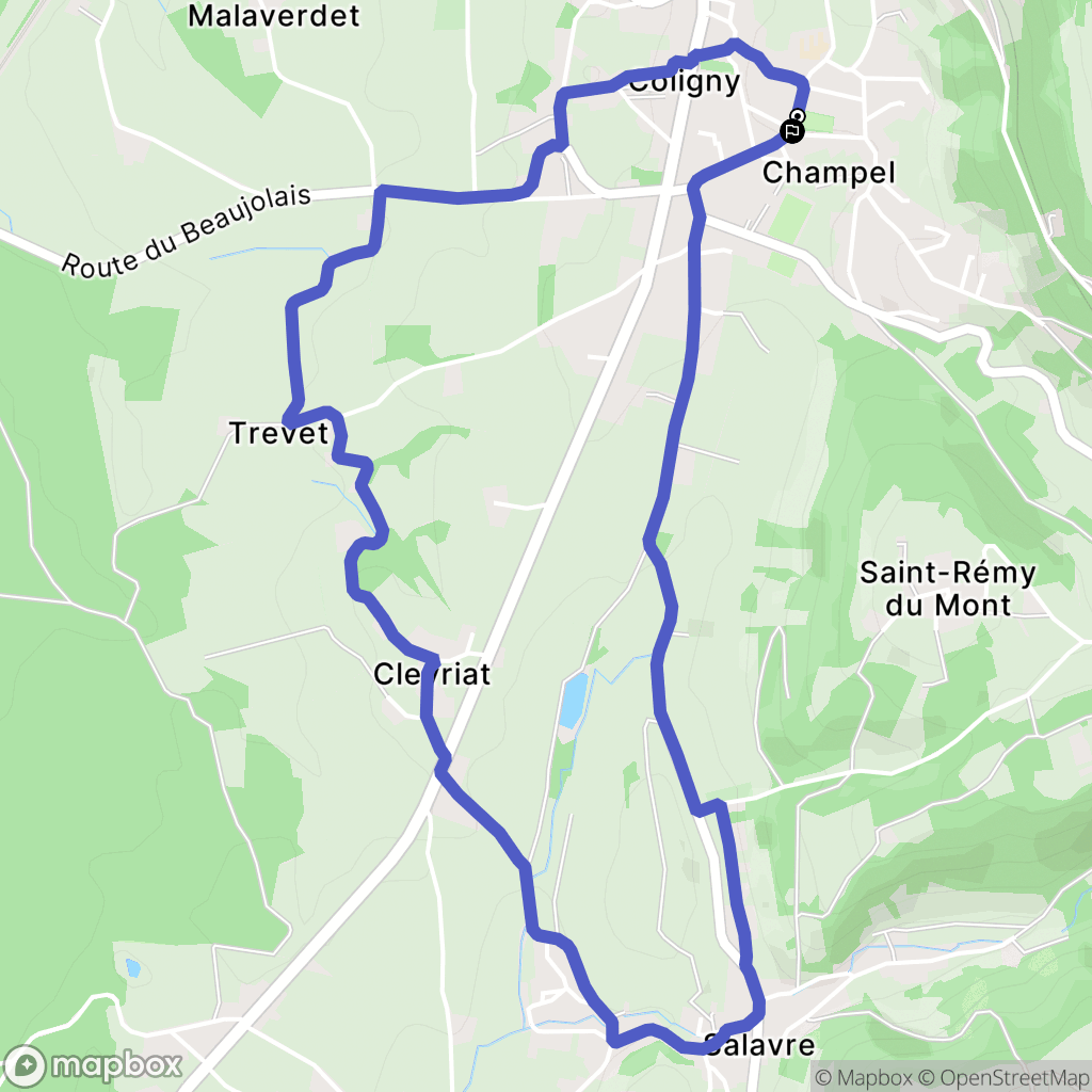 Coligny : carte du parcours de randonnée - France