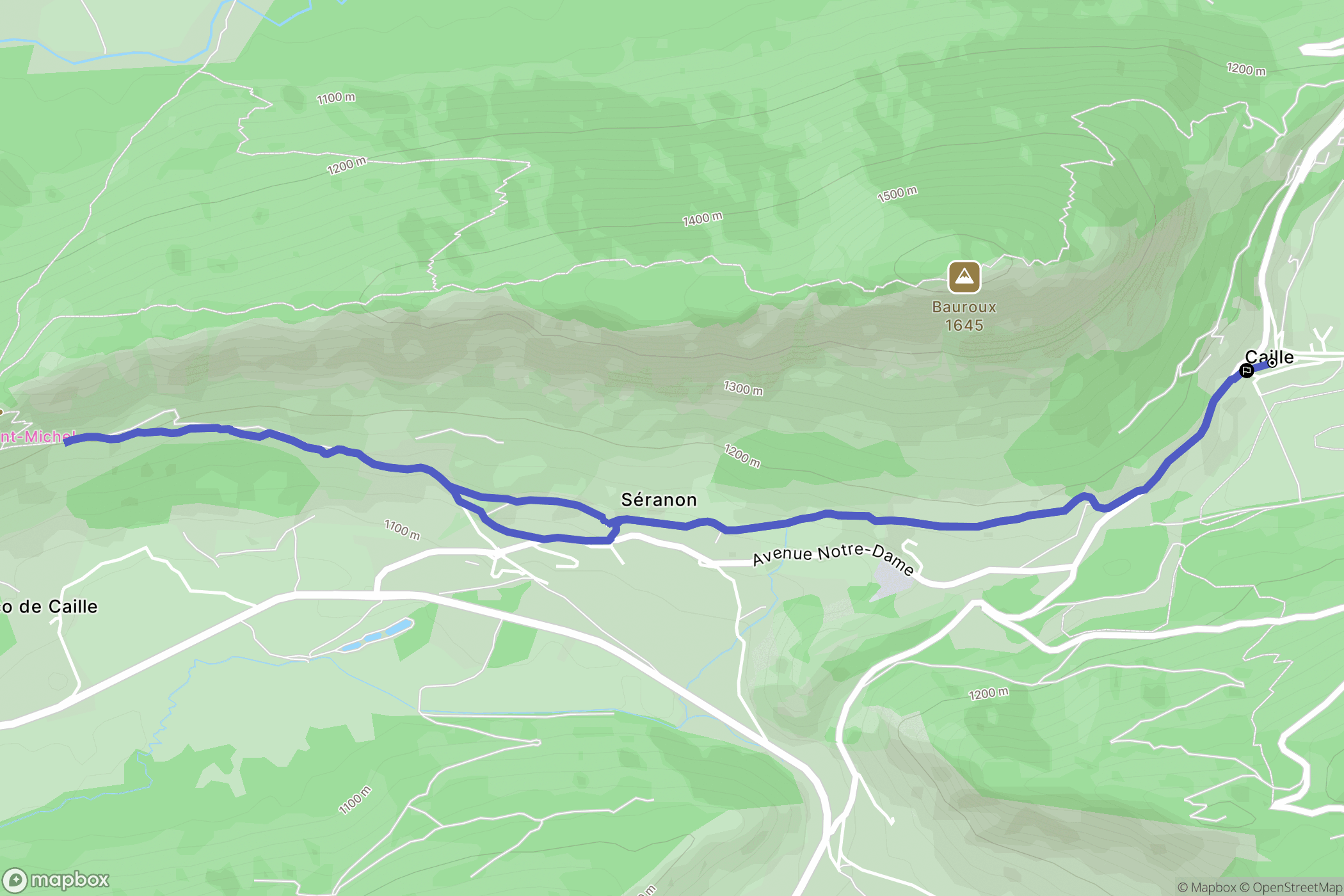 Séranon : carte du parcours de randonnée - France