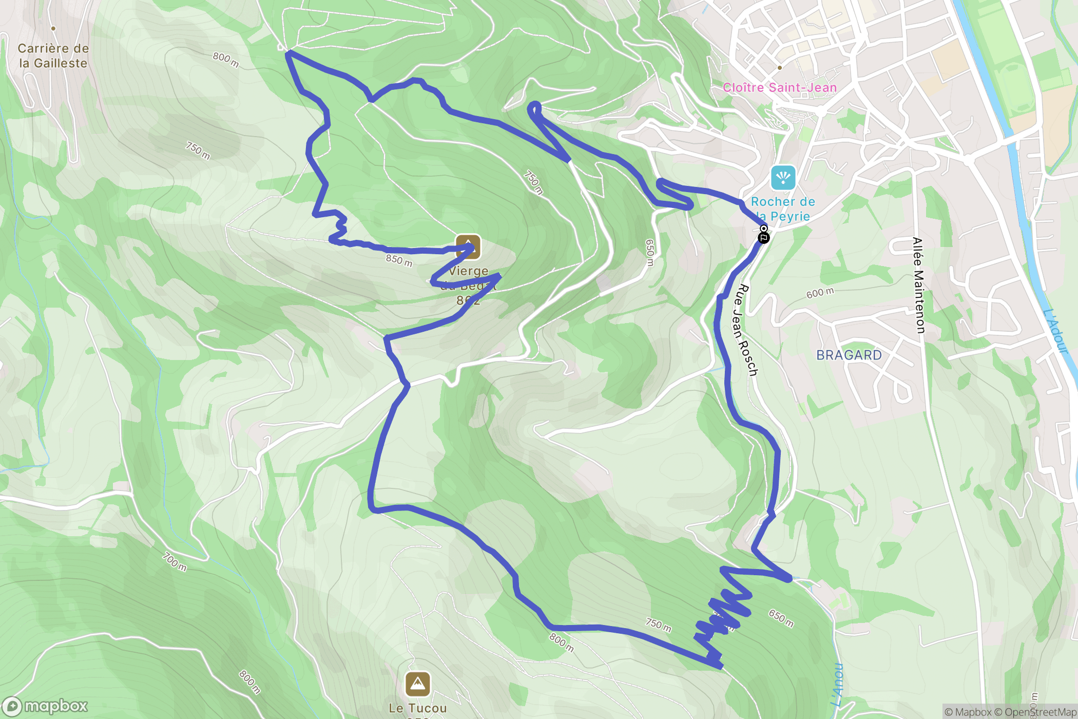Bagnères-de-Bigorre : carte du parcours de randonnée - France