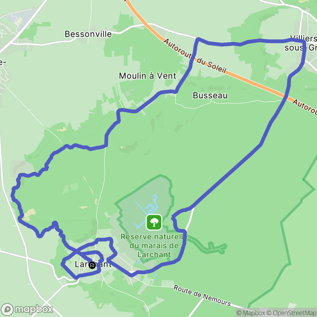 Larchant : carte du parcours de randonnée - France