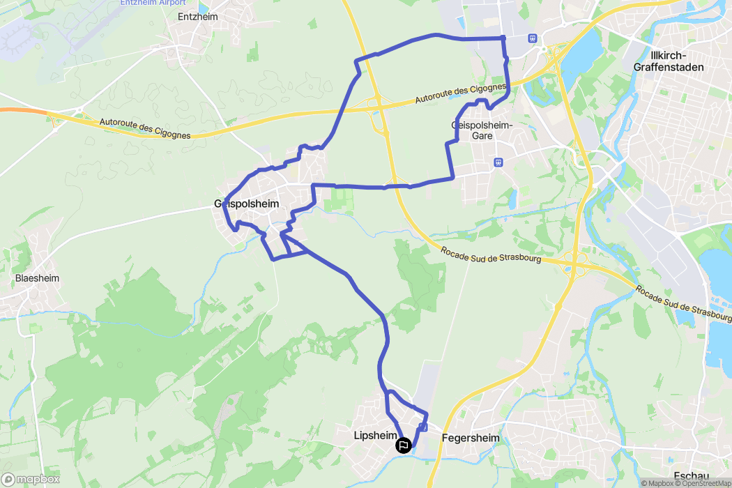 Lipsheim : carte du parcours de randonnée - France