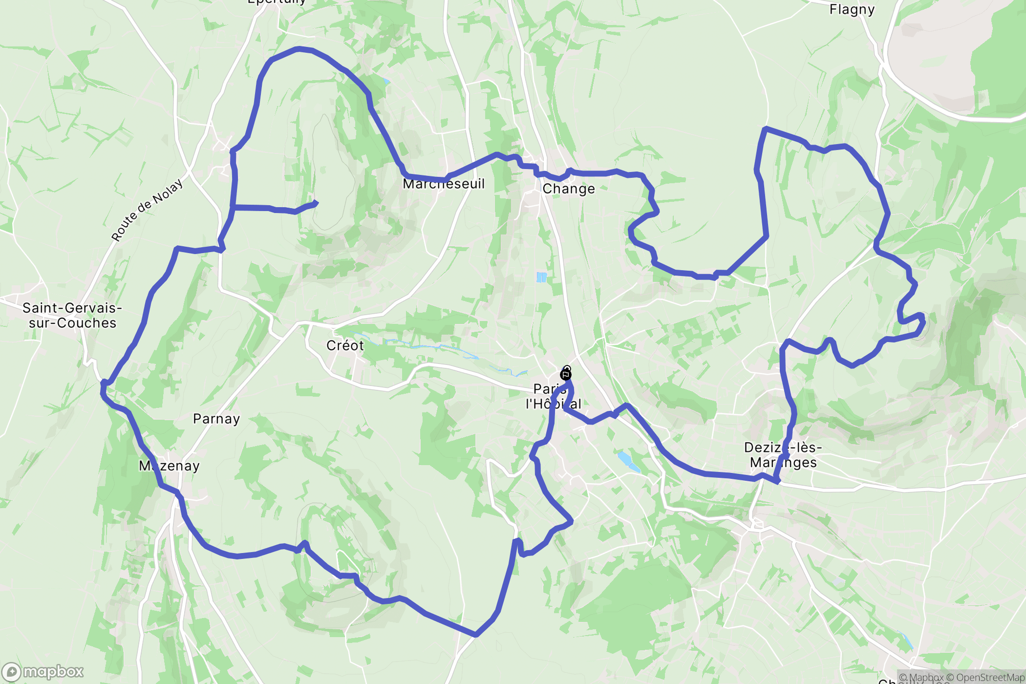 Paris-l'Hôpital : carte du parcours de randonnée - France