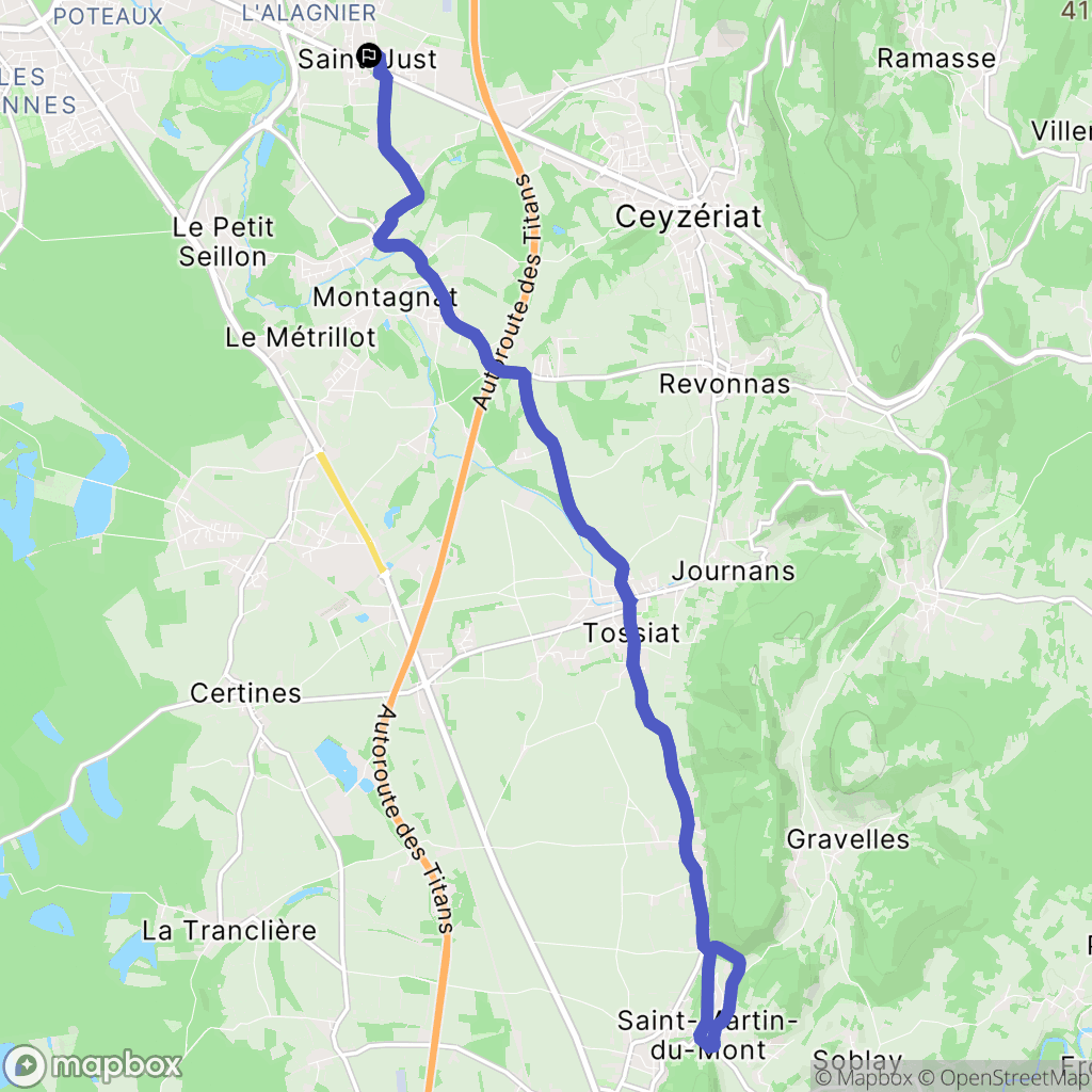 Saint-Just : carte du parcours de randonnée - France