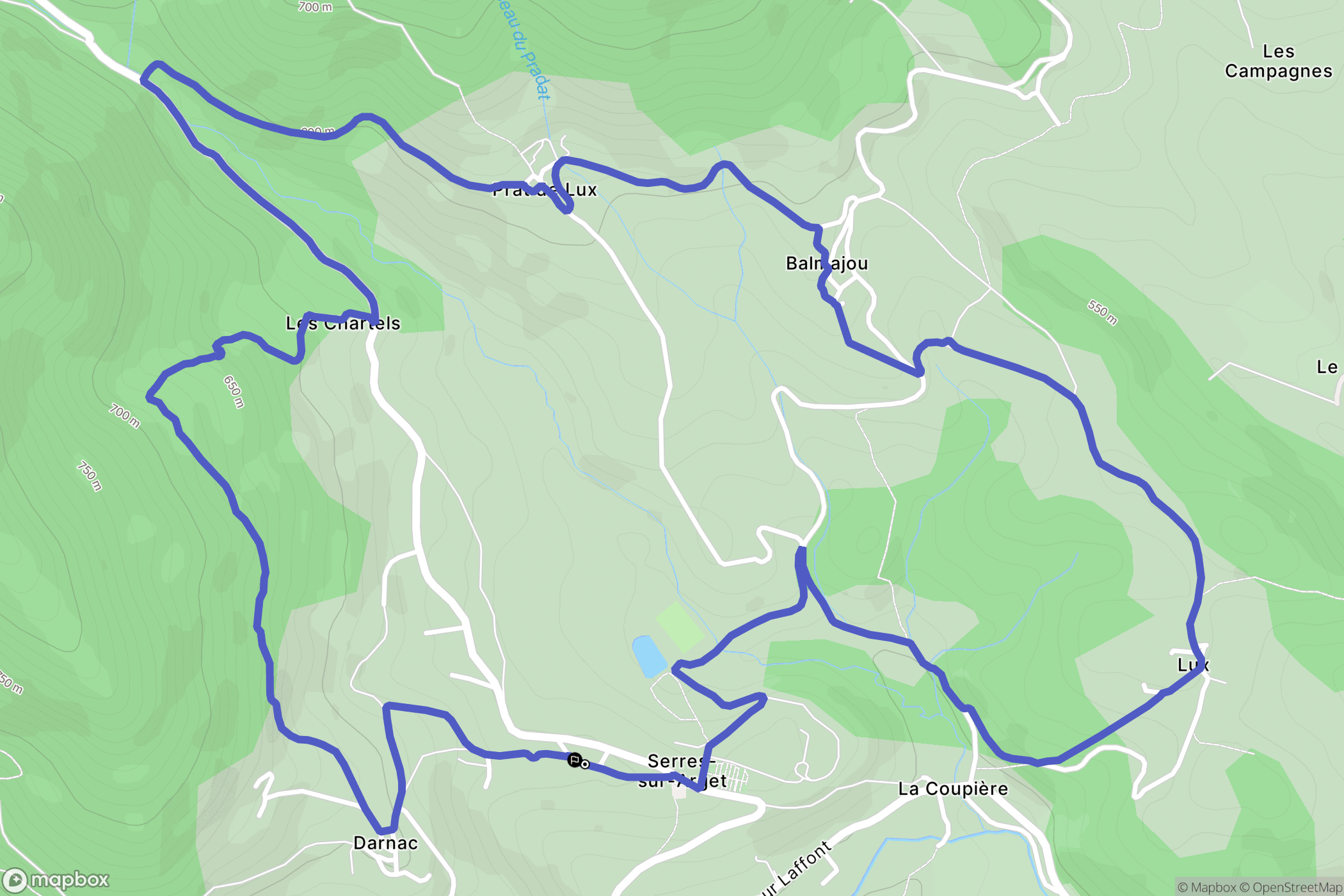 Serres-sur-Arget : carte du parcours de randonnée - France