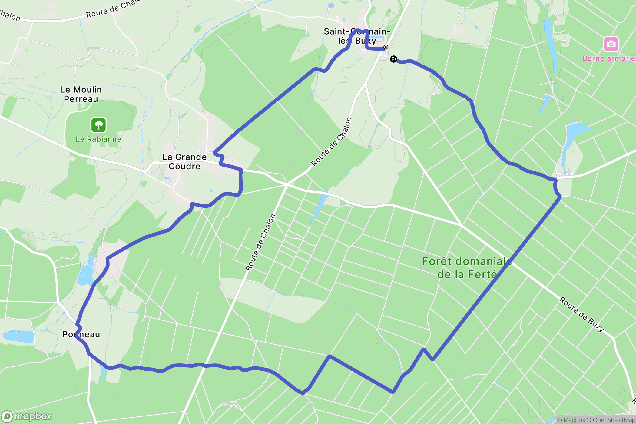 Saint-Germain-lès-Buxy : carte du parcours de randonnée - France