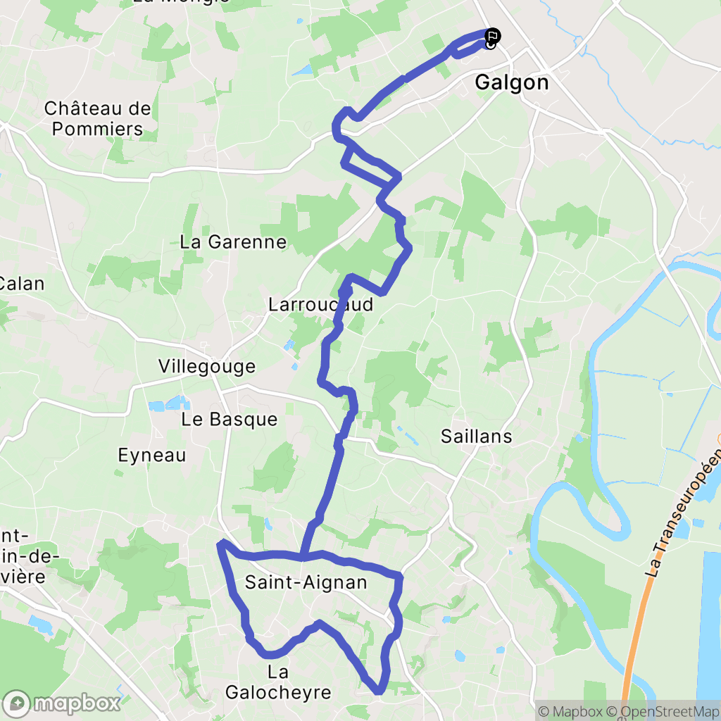 Galgon : carte du parcours de randonnée - France