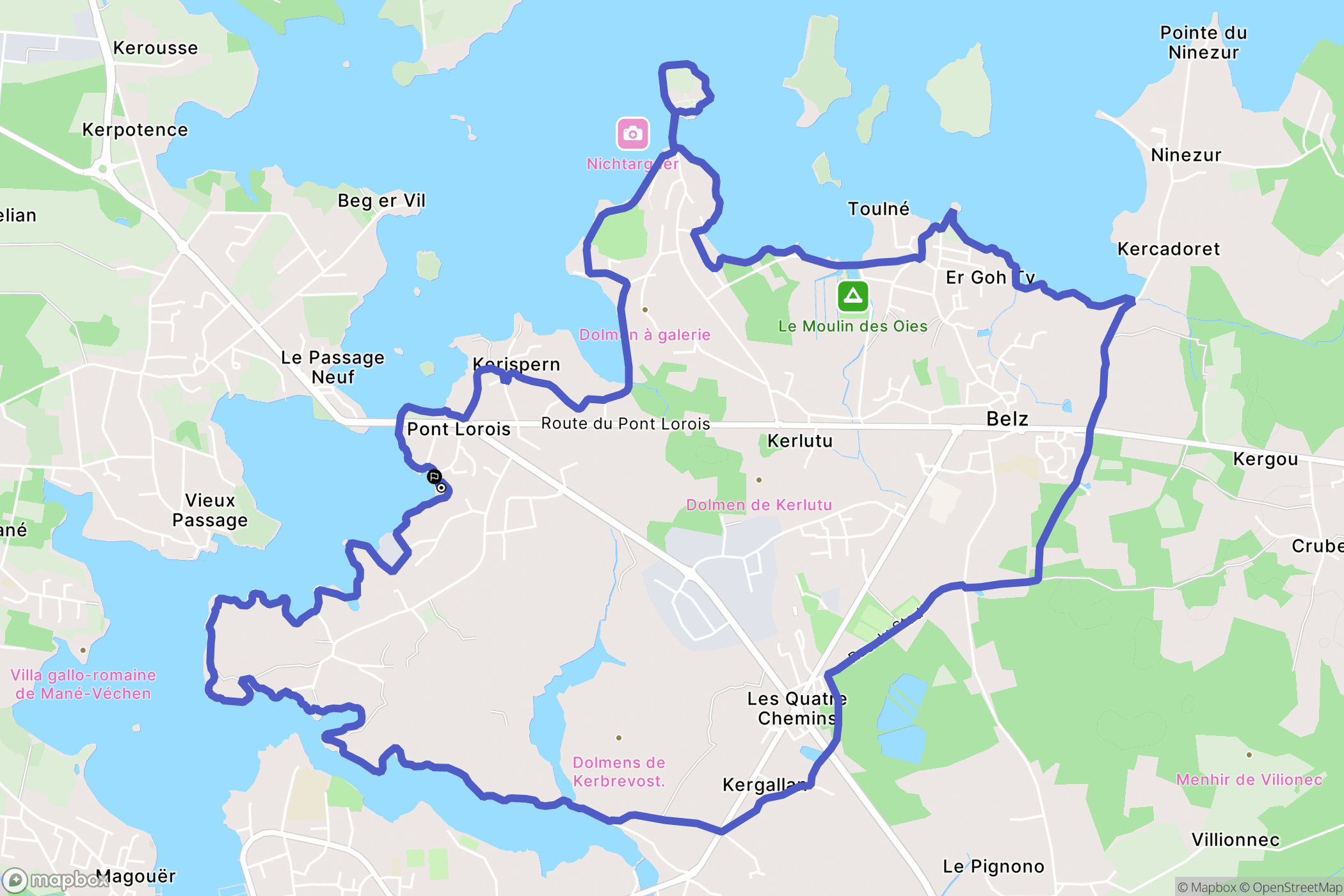 Belz : carte du parcours de randonnée - France