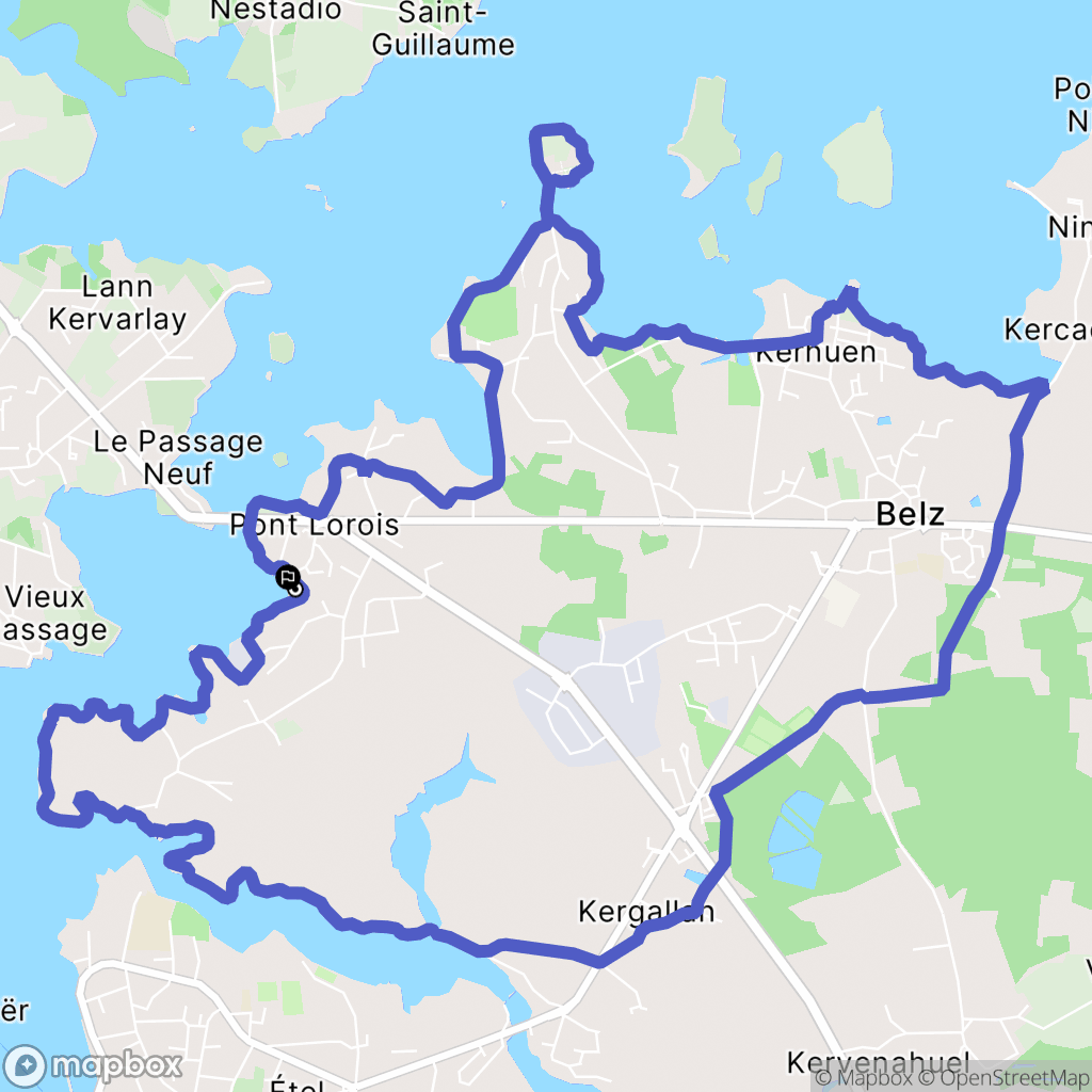 Belz : carte du parcours de randonnée - France