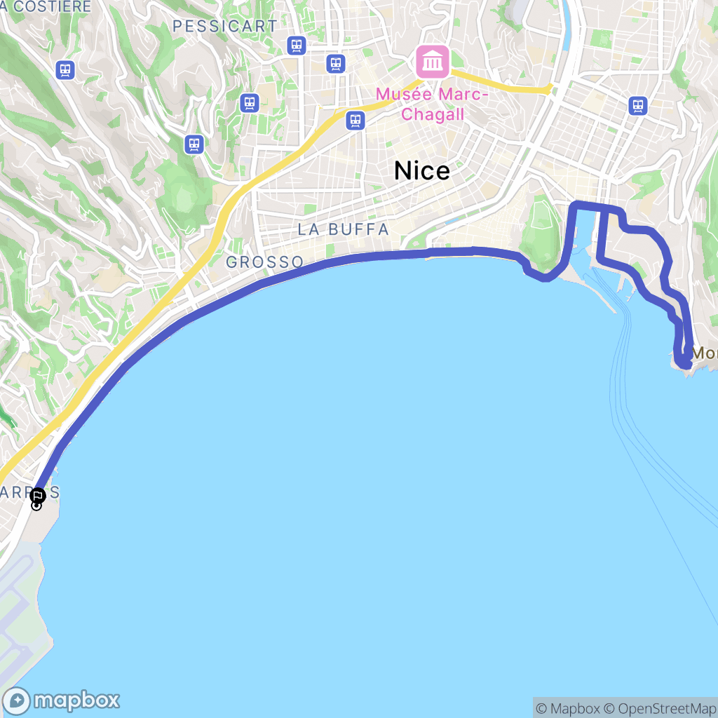 Nice : carte du parcours de randonnée - France