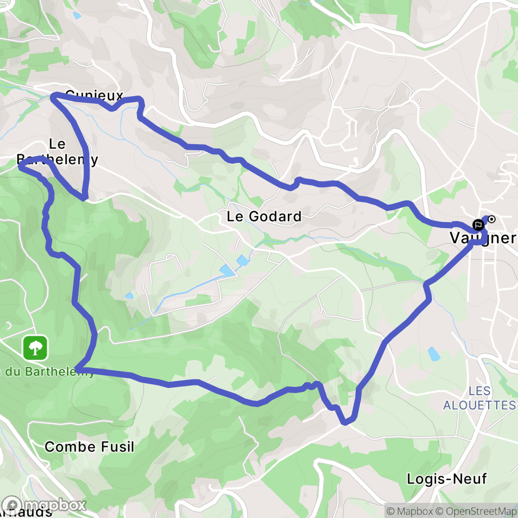 Vaugneray : carte du parcours de randonnée - France