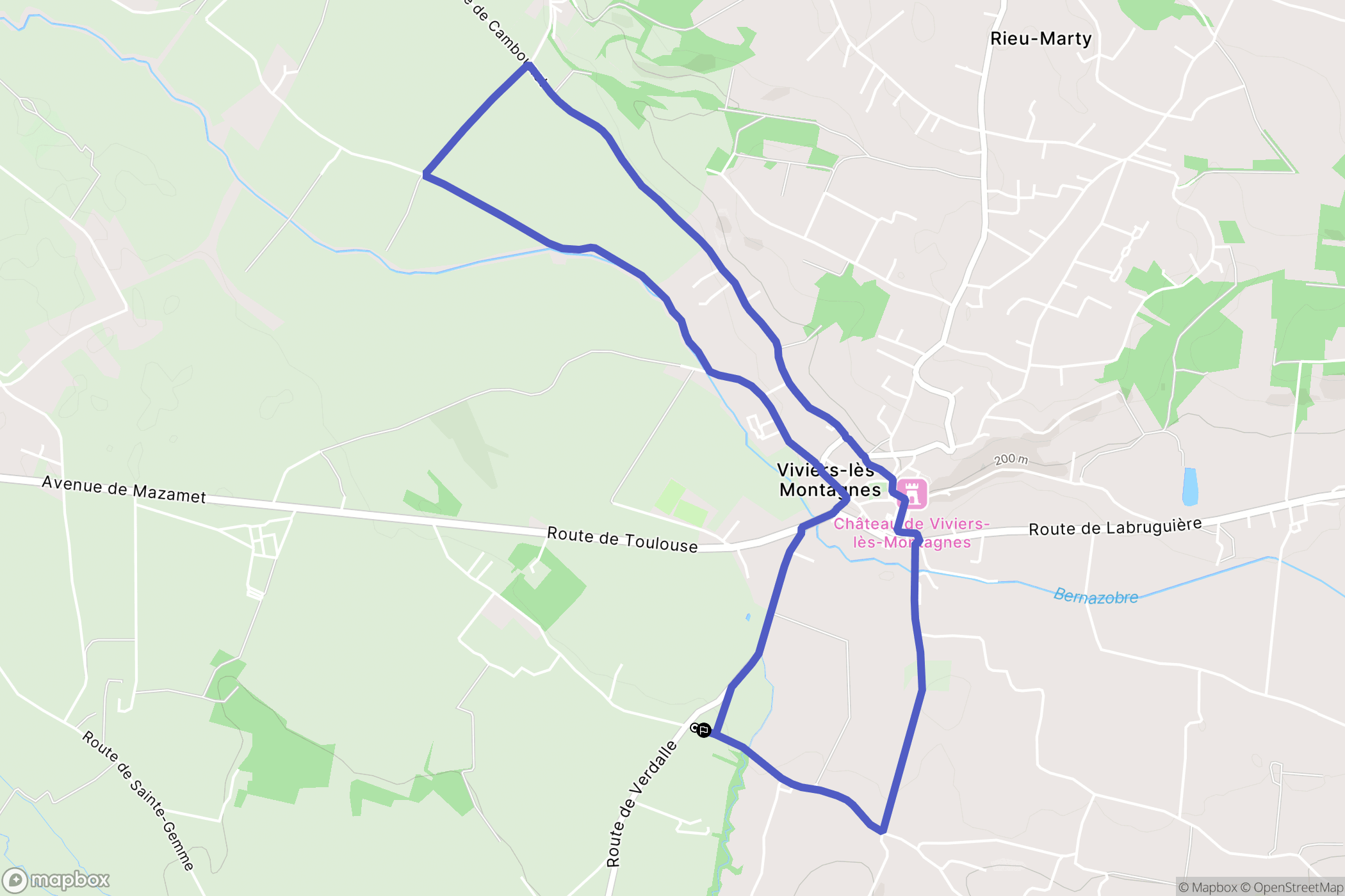 Viviers-lès-Montagnes : carte du parcours de randonnée - France