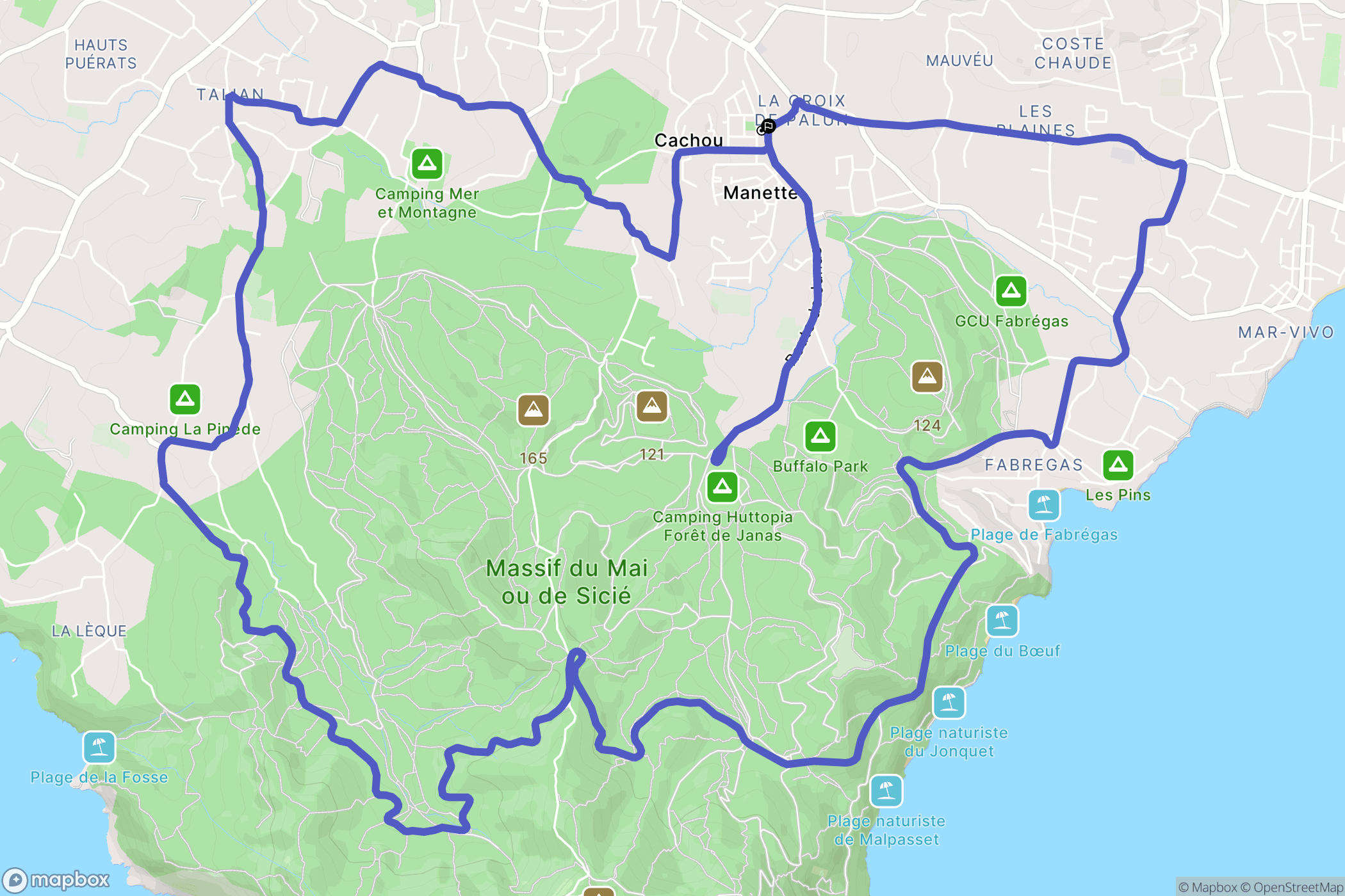 La Seyne-sur-Mer : carte du parcours de randonnée - France