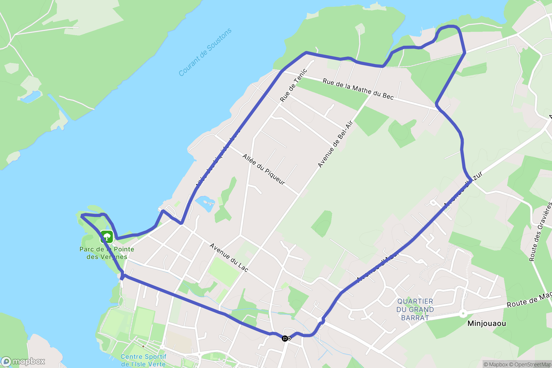 Soustons : carte du parcours de randonnée - France