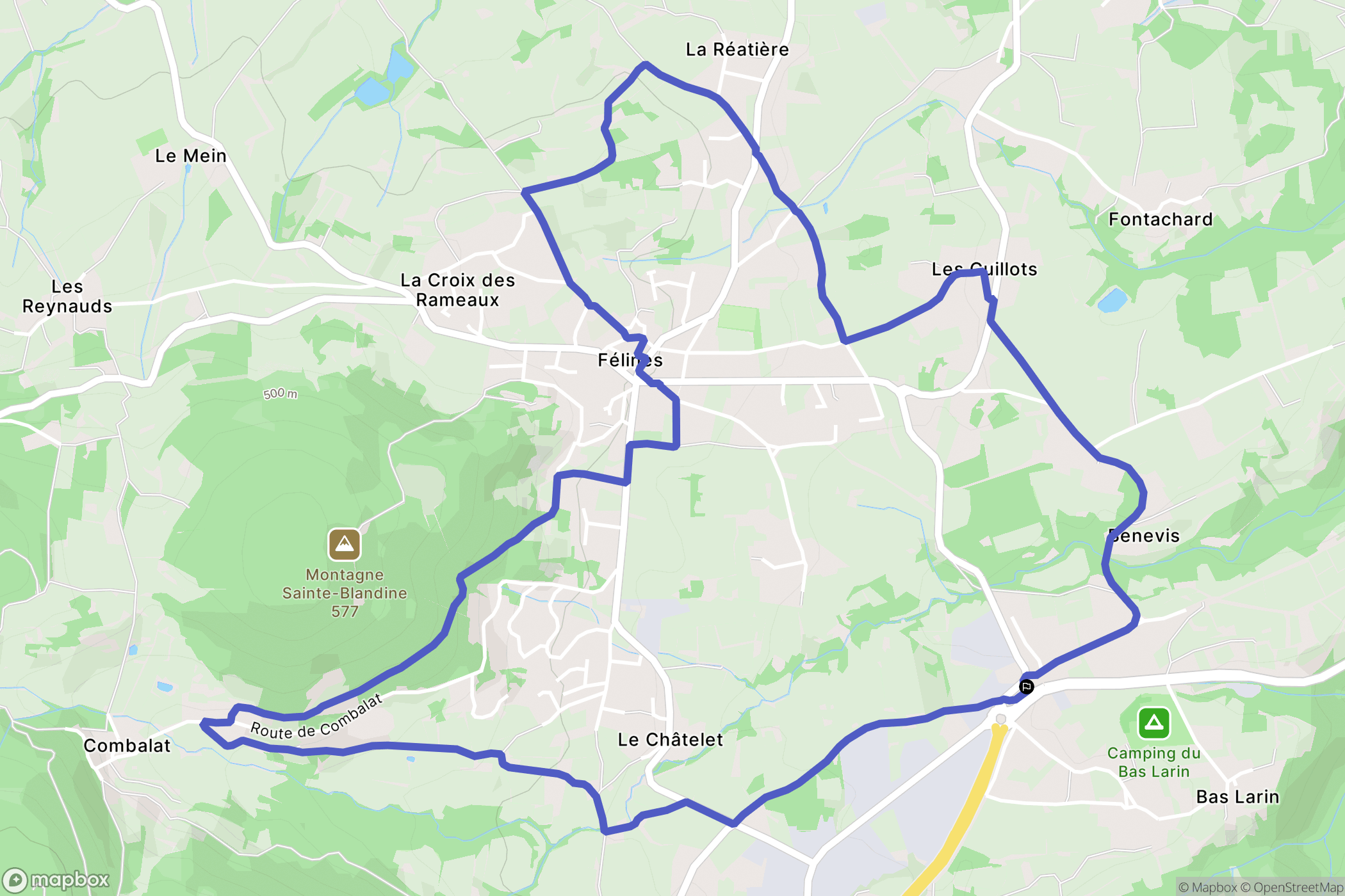 Felines : carte du parcours de randonnée - France