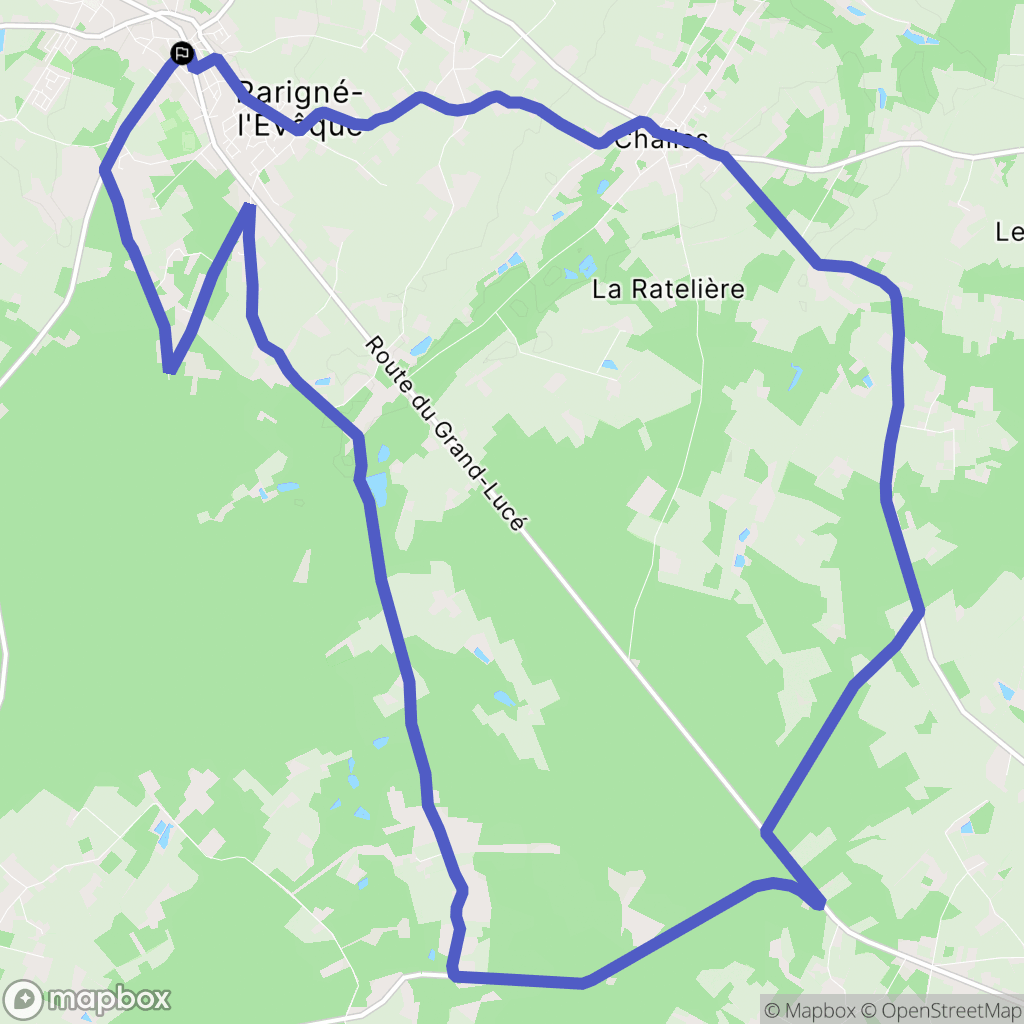 Parigné-l'Évêque : carte du parcours de randonnée - France