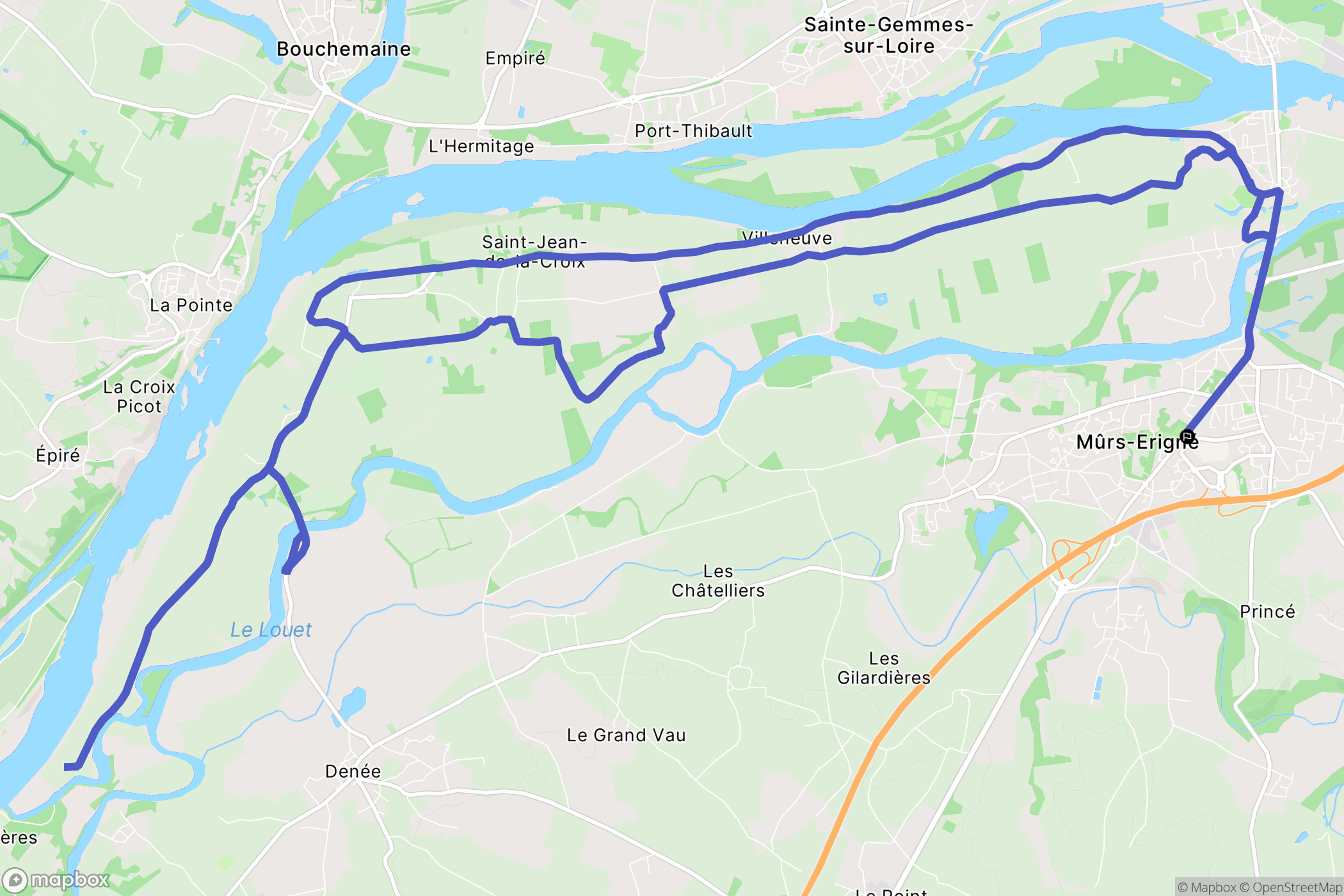 Mûrs-Erigné : carte du parcours de randonnée - France