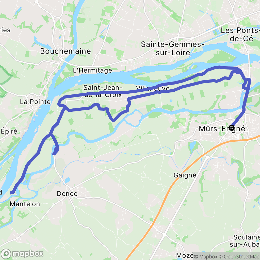 Mûrs-Erigné : carte du parcours de randonnée - France