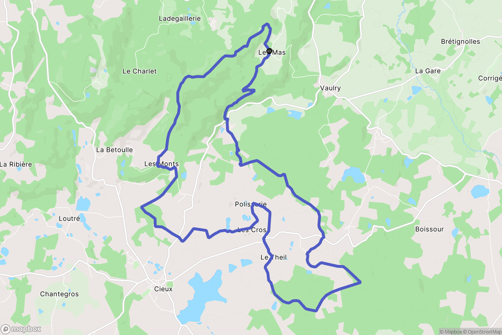 Vaulry : carte du parcours de randonnée - France
