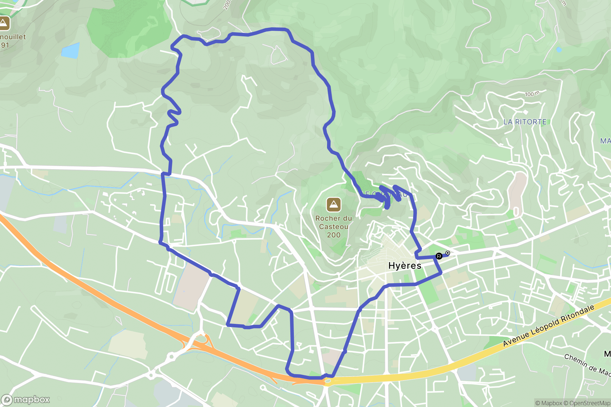 Hyères : carte du parcours de randonnée - France